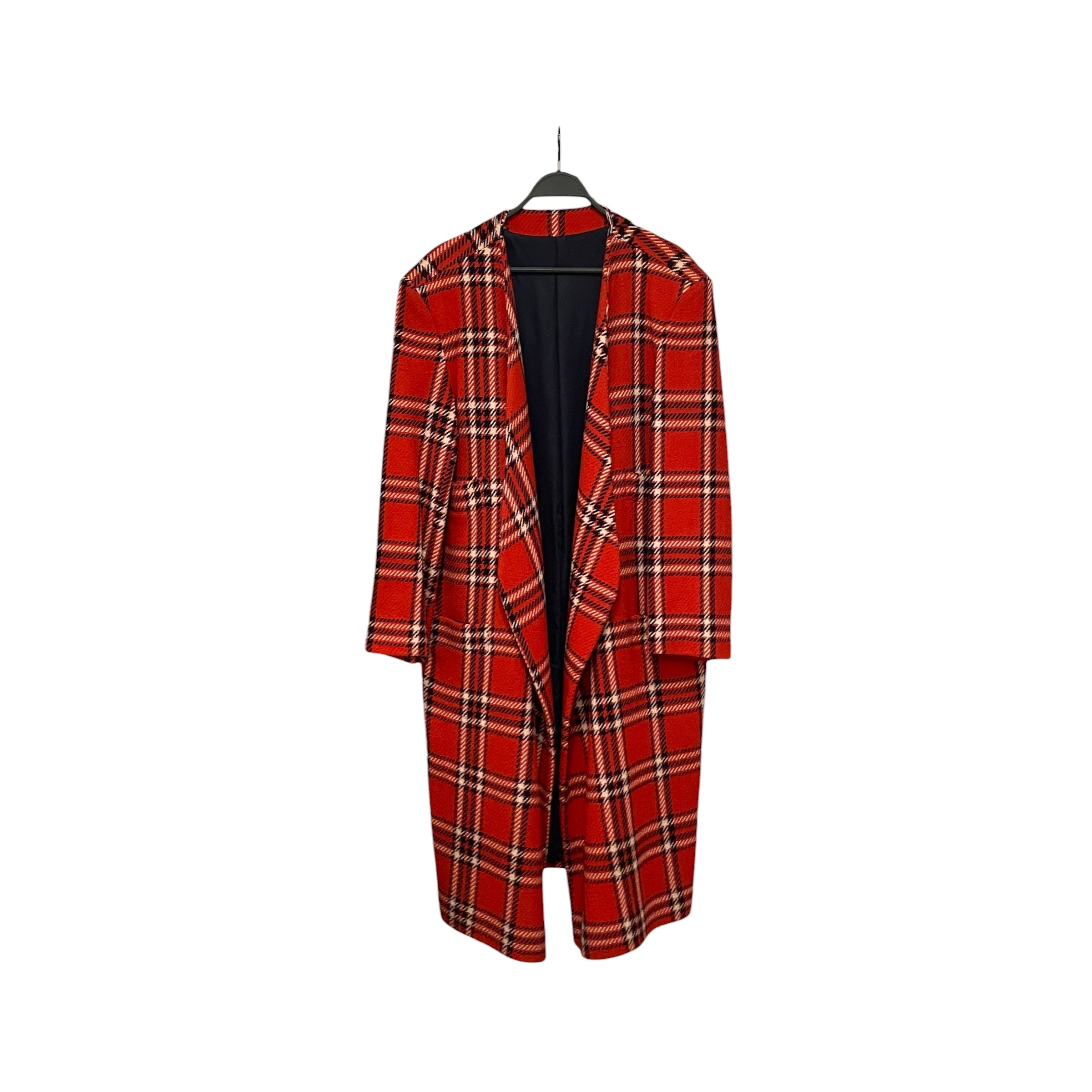 YOHJI YAMAMOTO/Trench Coat/22/Plaid/Wool/RED/OVERCOAT view 1