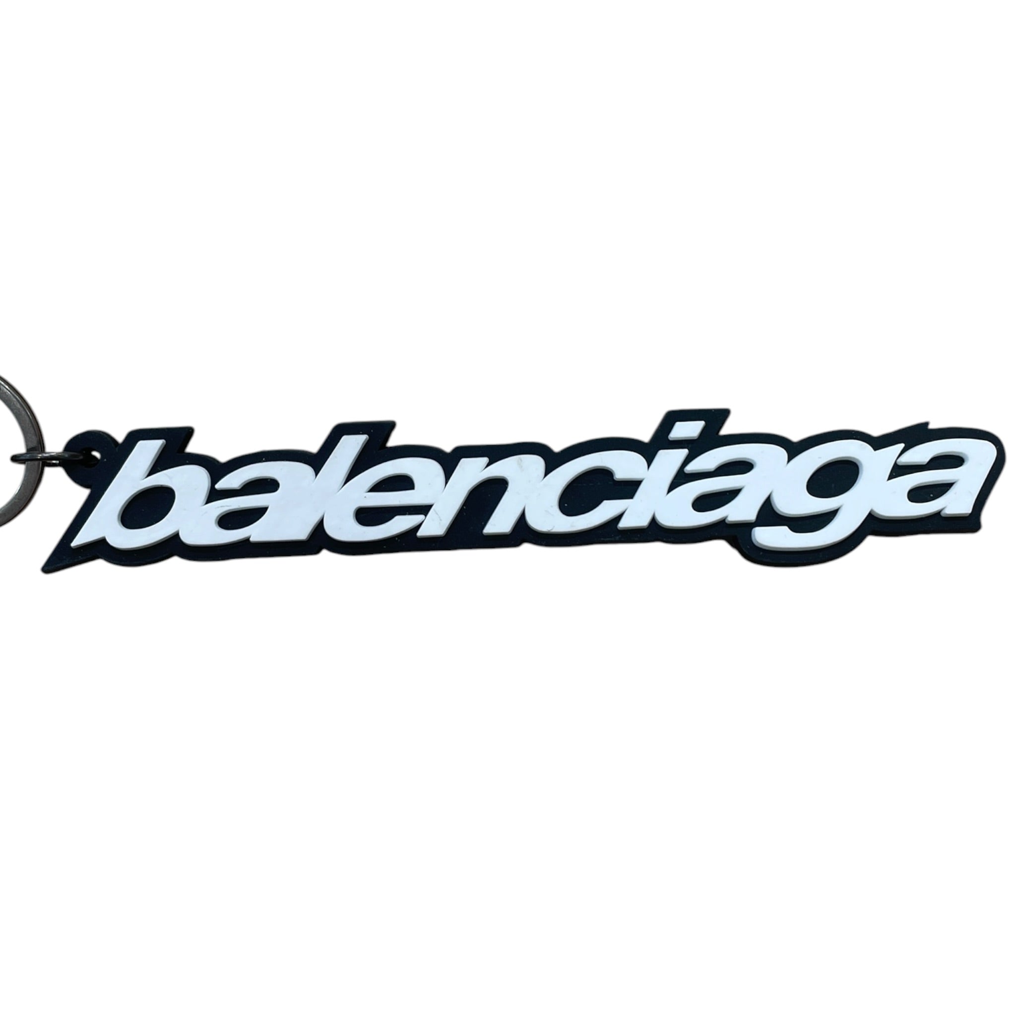 BALENCIAGA/Accessories/SLV/L's/brass keychain w silicone logo view 4