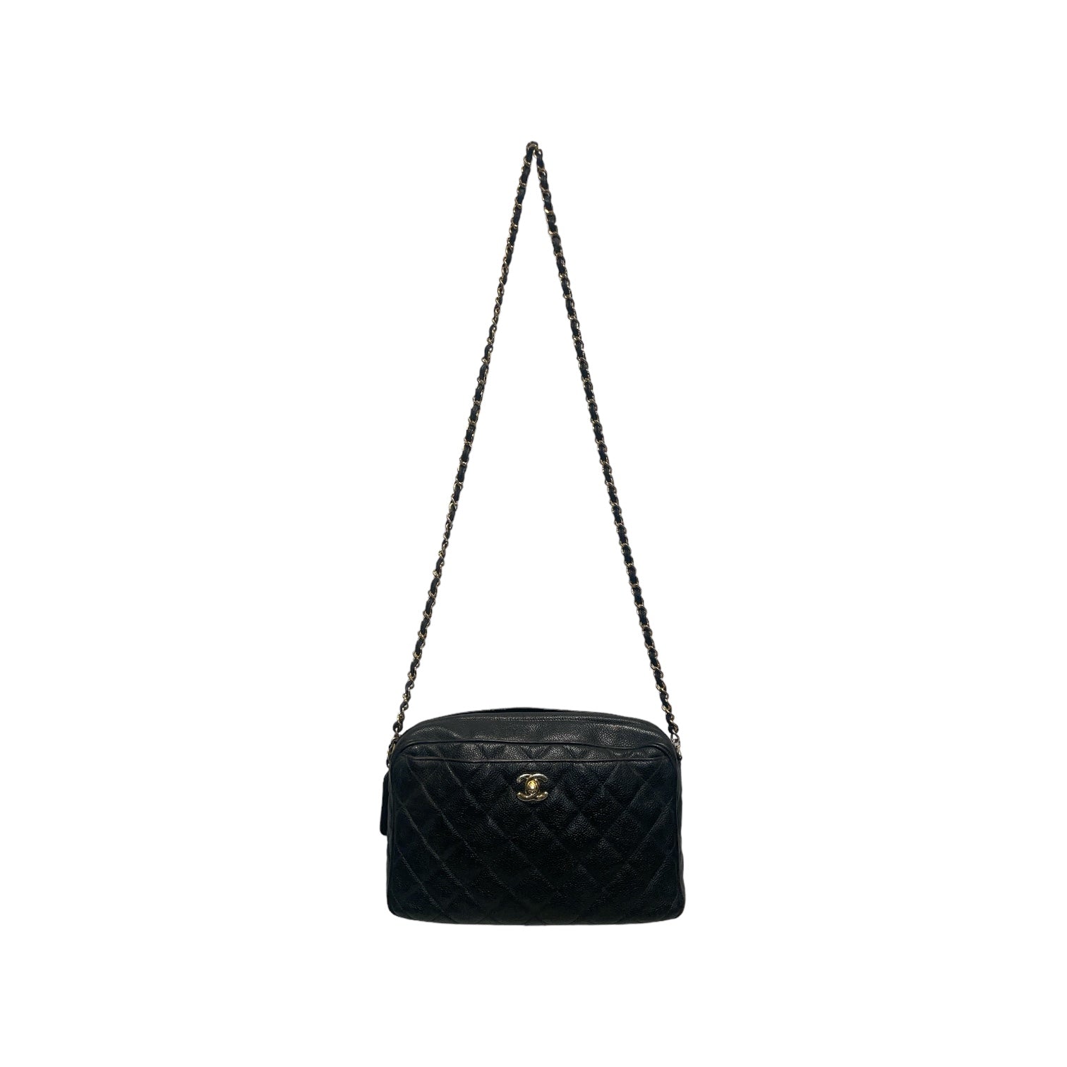 CHANEL/Cross Body Bag/Leather/BLK/QUILTED CAVIAR POCKET CAMERA view 1