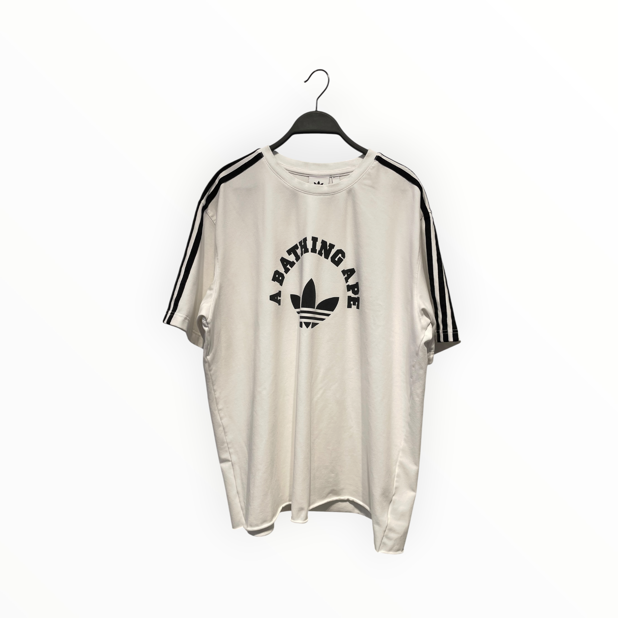 adidas/A BATHING APE/T-Shirt/XL/Cotton/WHT/Monogram/ADIDAS LOGO / STRIPE ON SLEVE view 1
