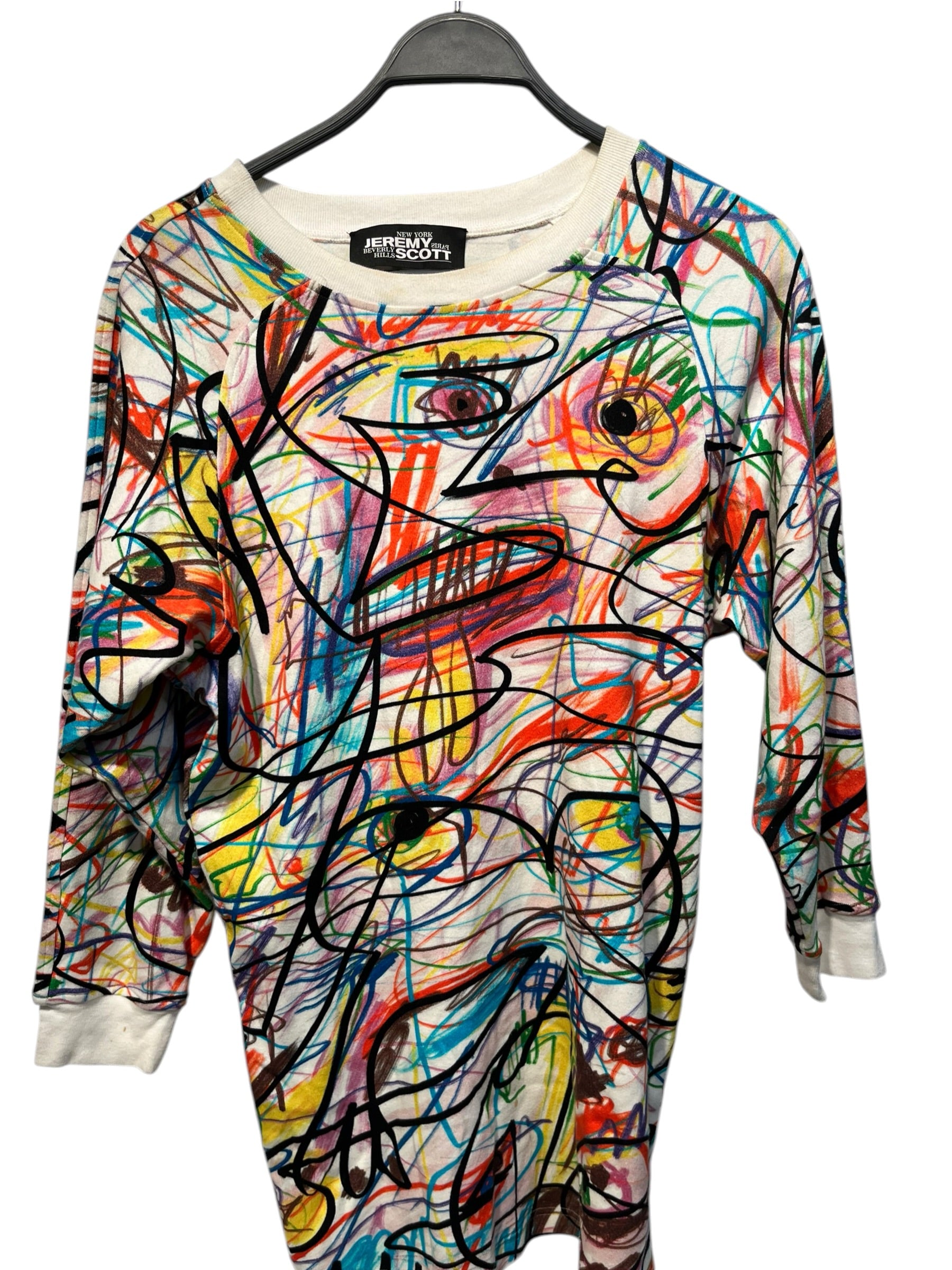 JEREMY SCOTT/Sweatshirt/4/All Over Print/Cotton/MLT/SCRIBBLE SWEATSHIRT view 1