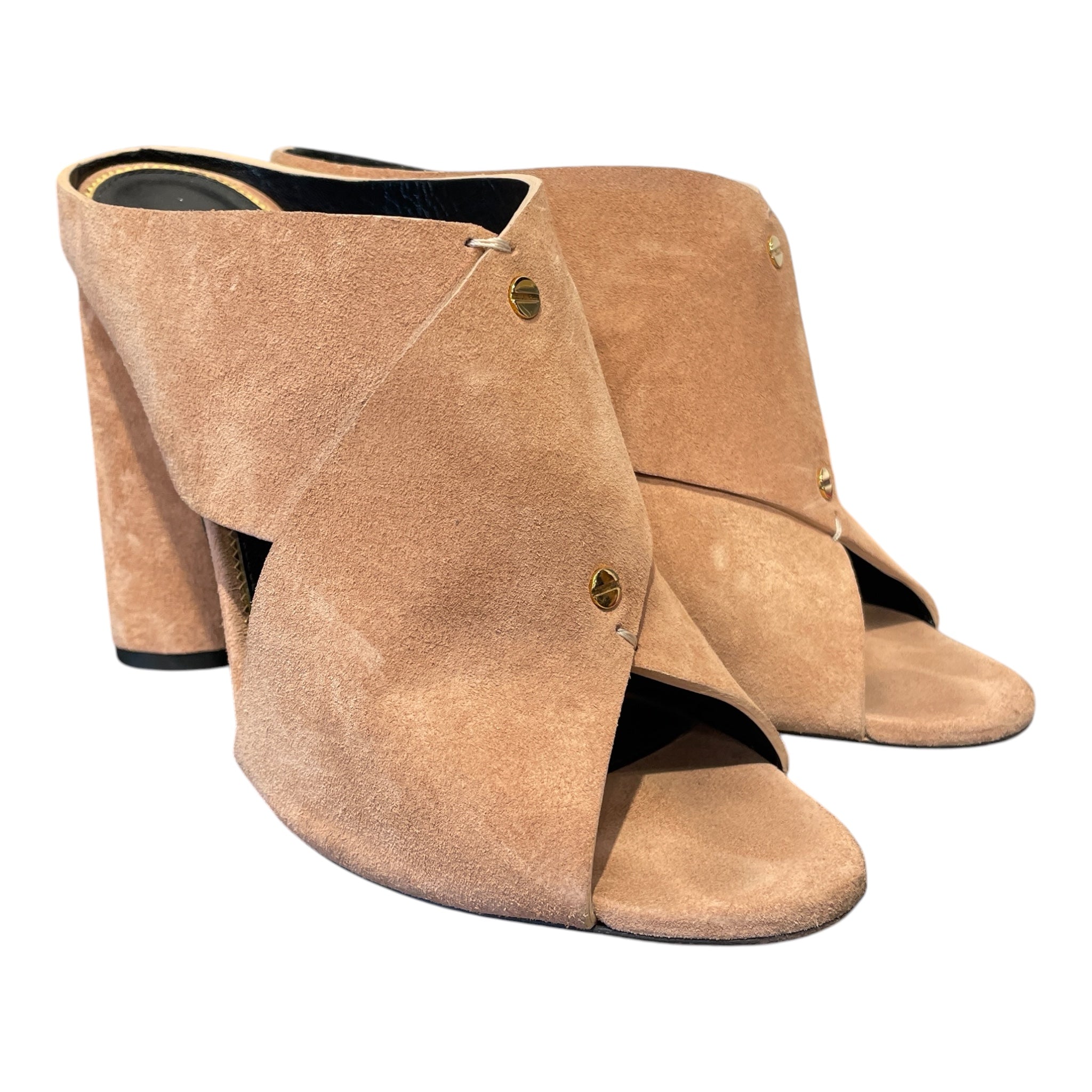 TOM FORD/Heels/EU 41/Suede/BEG/OPEN TOE SUEDE HEELS view 1