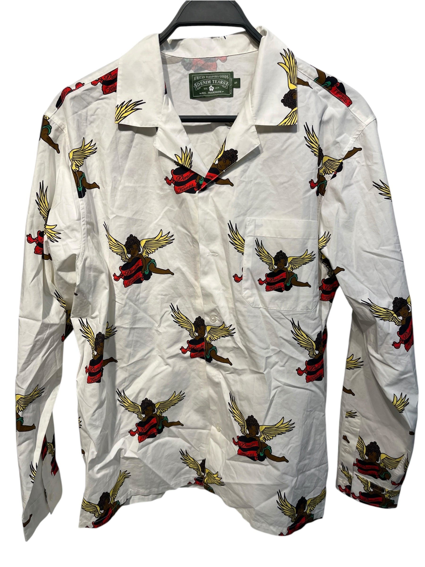 DENIM TEARS/LS Shirt/S/Cotton/WHT/All Over Print/CHERUB PRINT SHIRT view 1