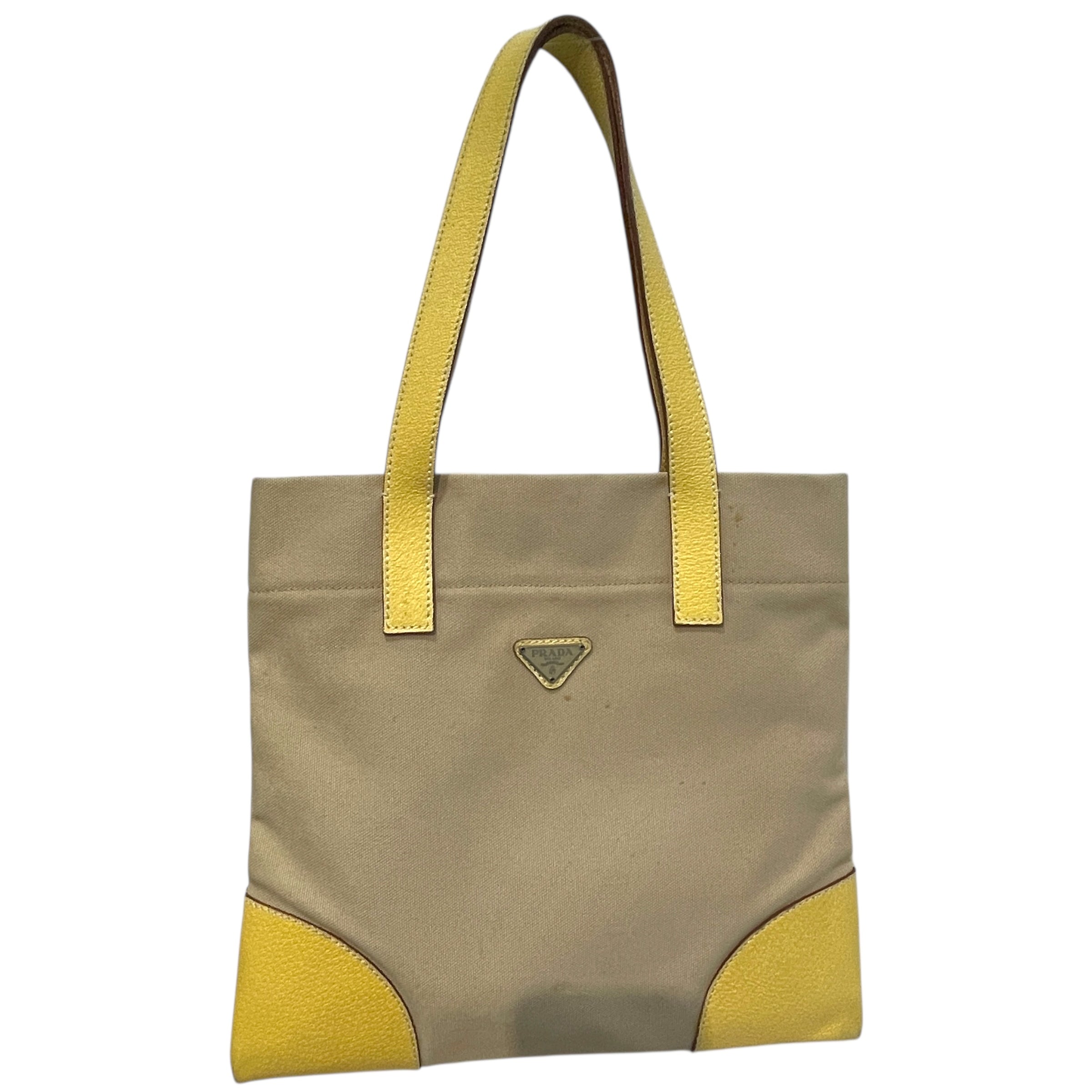 PRADA/Hand Bag/Cotton/CRM/Cinghiale Trimmed Canapa Tote view 1