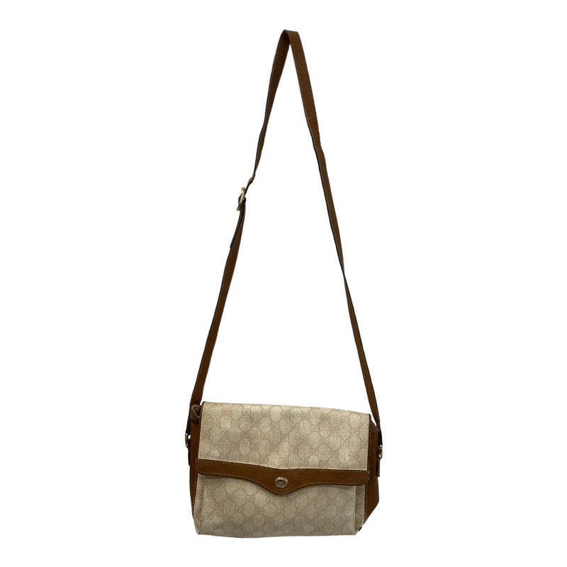 GUCCI/Cross Body Bag/Monogram/Leather/CRM/CANVAS BAG