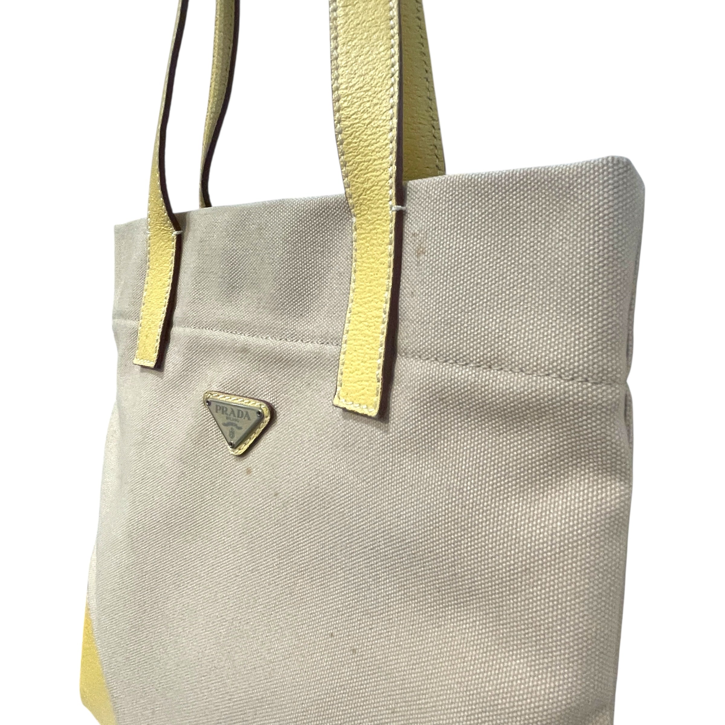 PRADA/Hand Bag/Cotton/CRM/Cinghiale Trimmed Canapa Tote view 3