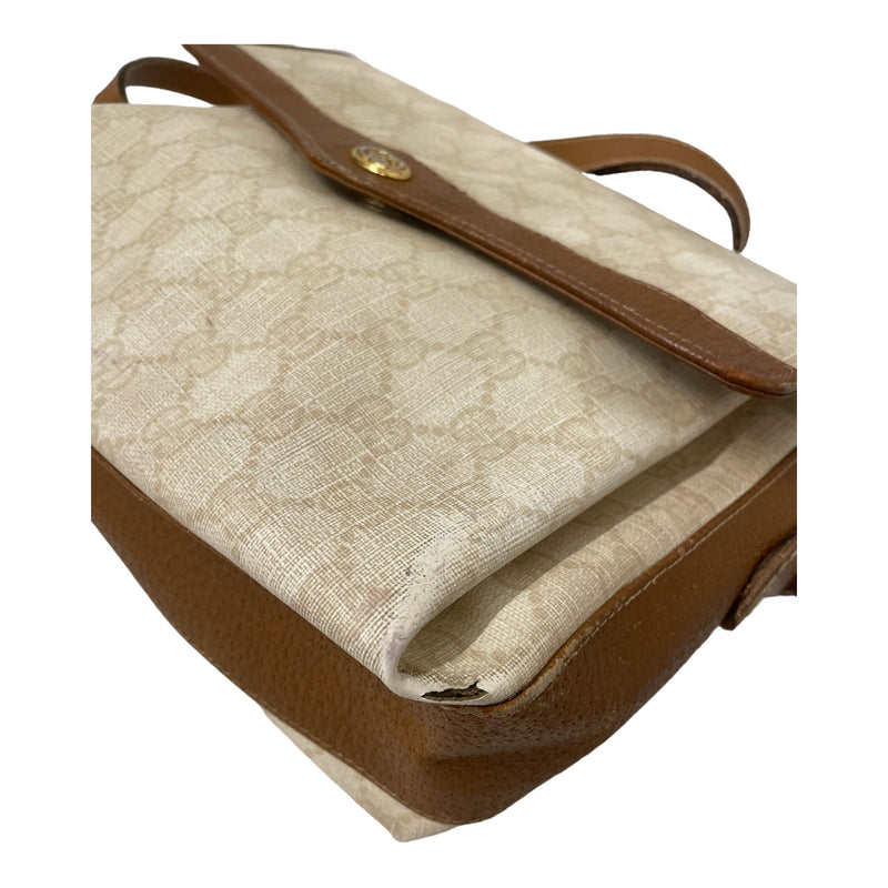 GUCCI/Cross Body Bag/Monogram/Leather/CRM/CANVAS BAG