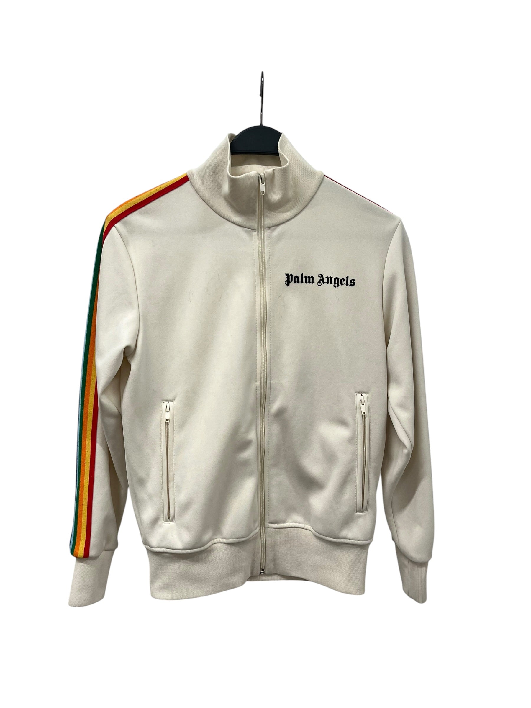 Palm Angels/Track Jkt/S/Cotton/CRM/RAINBOW STRIPES ON ARMS view 1