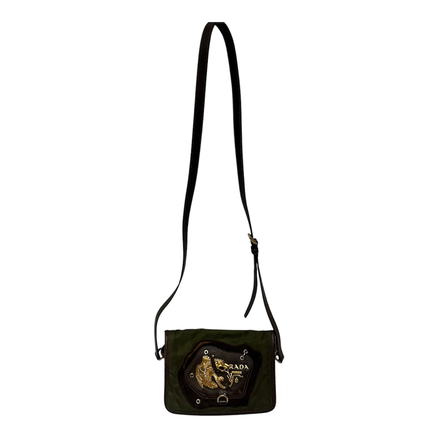 PRADA/Cross Body Bag/Nylon/GRN/gold view 1
