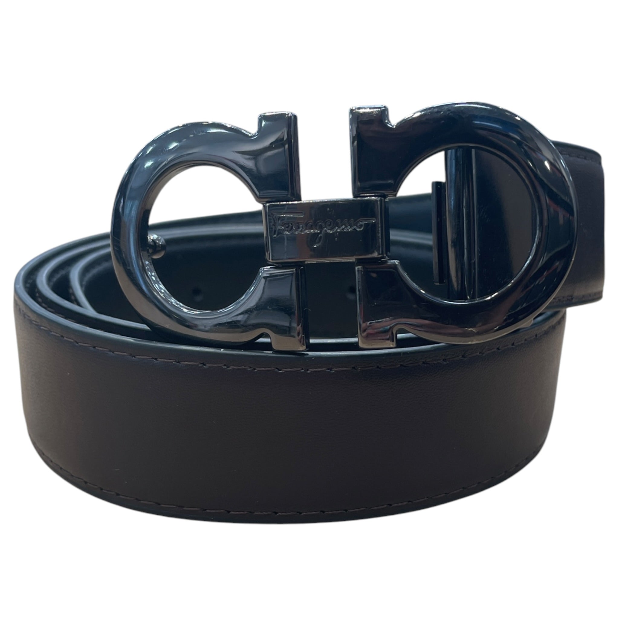Salvatore Ferragamo/Belt/Leather/BRW/2 horseshoe shape buckle view 1