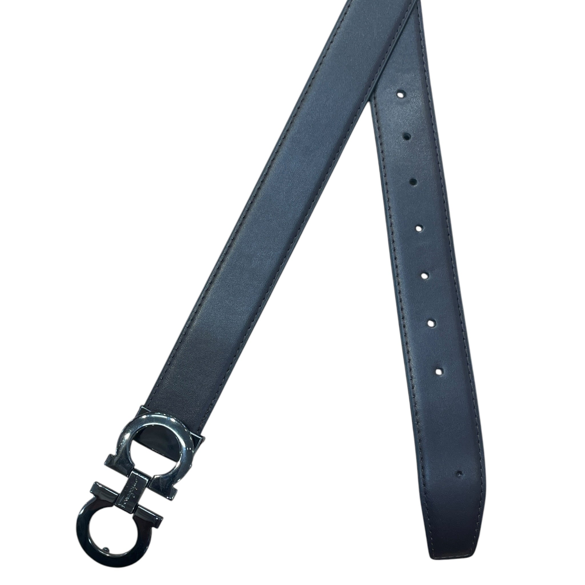 Salvatore Ferragamo/Belt/Leather/BRW/2 horseshoe shape buckle view 2
