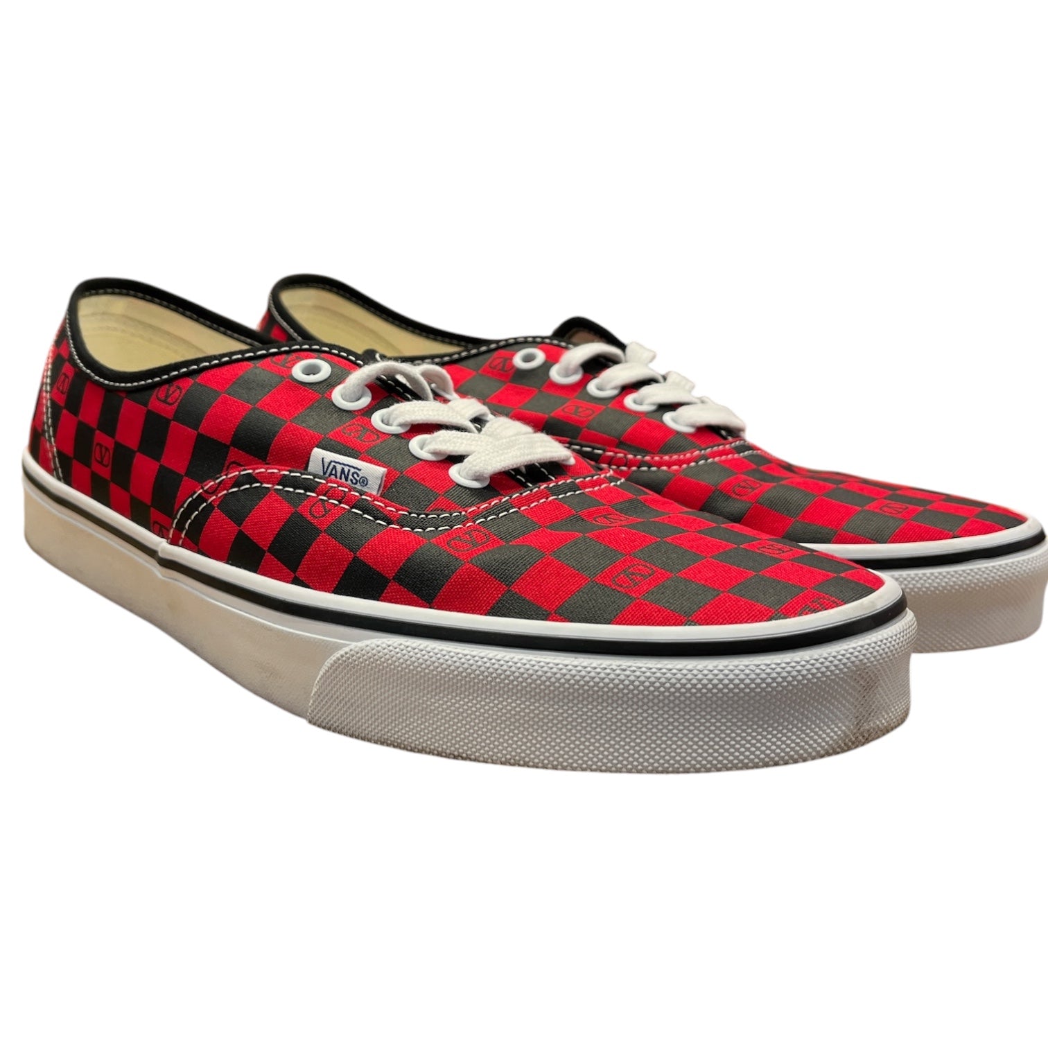 VANS/VALENTINO GARAVANI/Low-Sneakers/US 10.5/All Over Print/Cotton/BLK/Red checkered with V logo view 1
