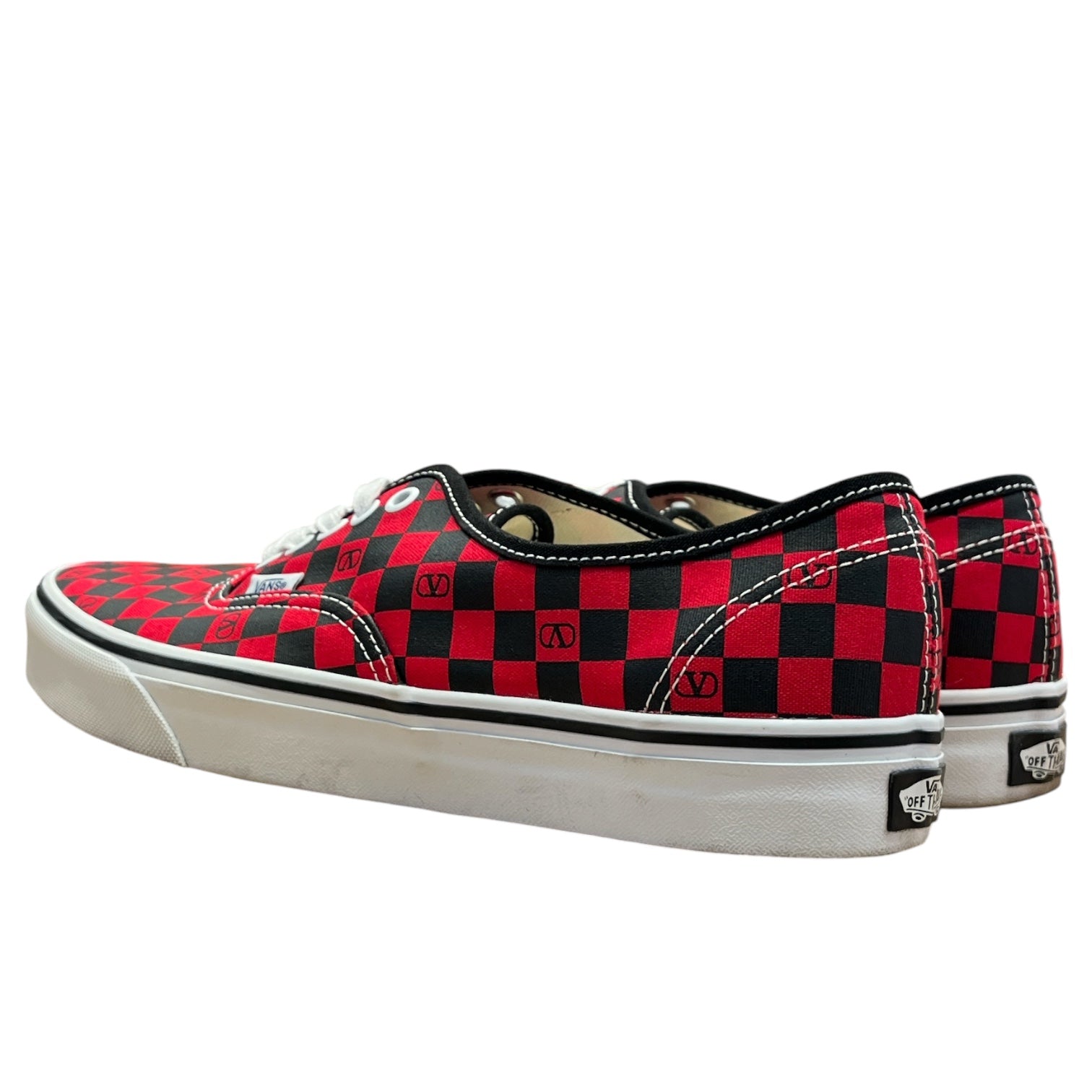 VANS/VALENTINO GARAVANI/Low-Sneakers/US 10.5/All Over Print/Cotton/BLK/Red checkered with V logo view 2