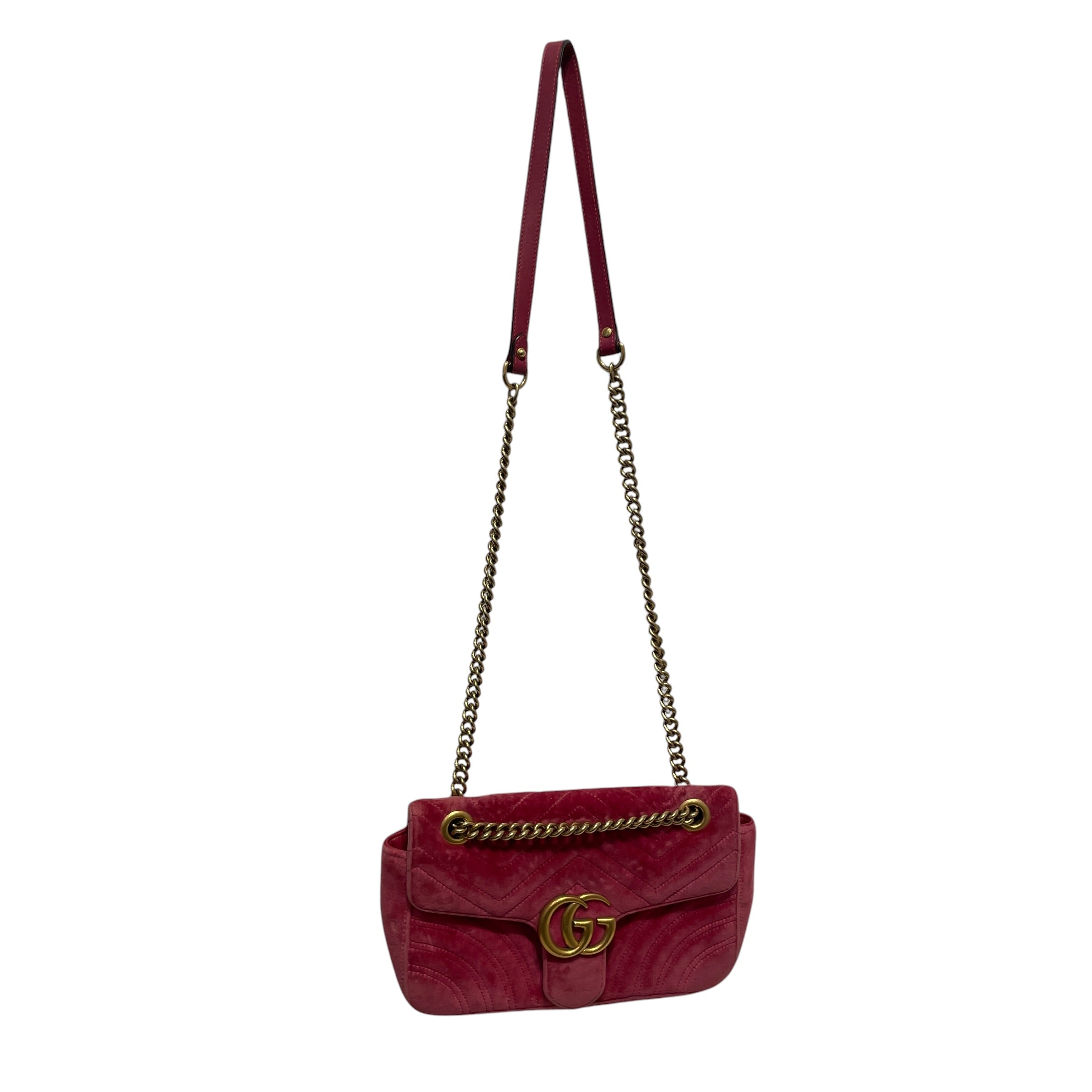 GUCCI/Cross Body Bag/Velour/PNK/MARMONT SMALL view 1