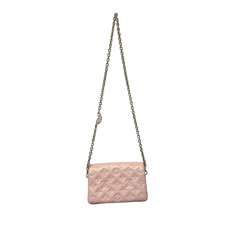 LOUIS VUITTON/Cross Body Bag/Monogram/Leather/PNK/POCHETTE COUSSIN