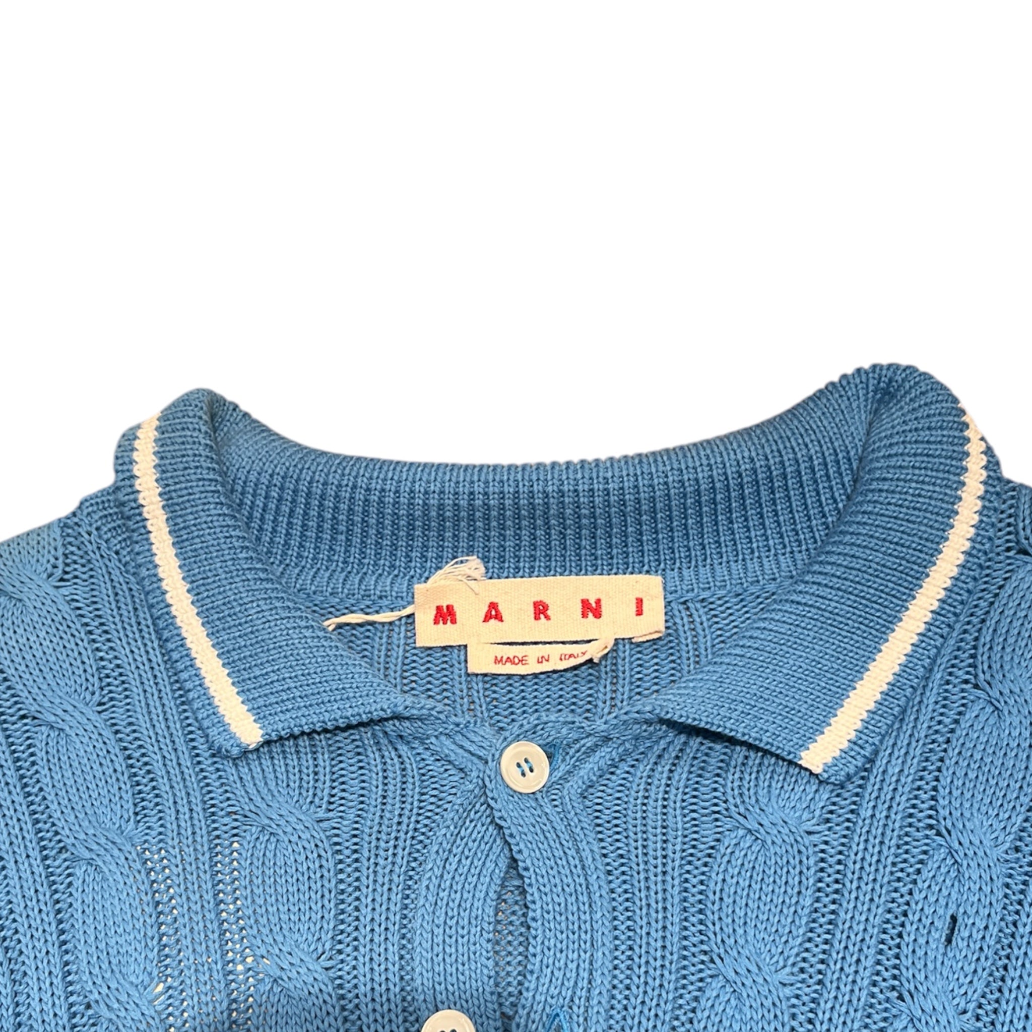 MARNI/Polo Shirt/56/Cotton/BLU/knit/grey stitch accent view 3