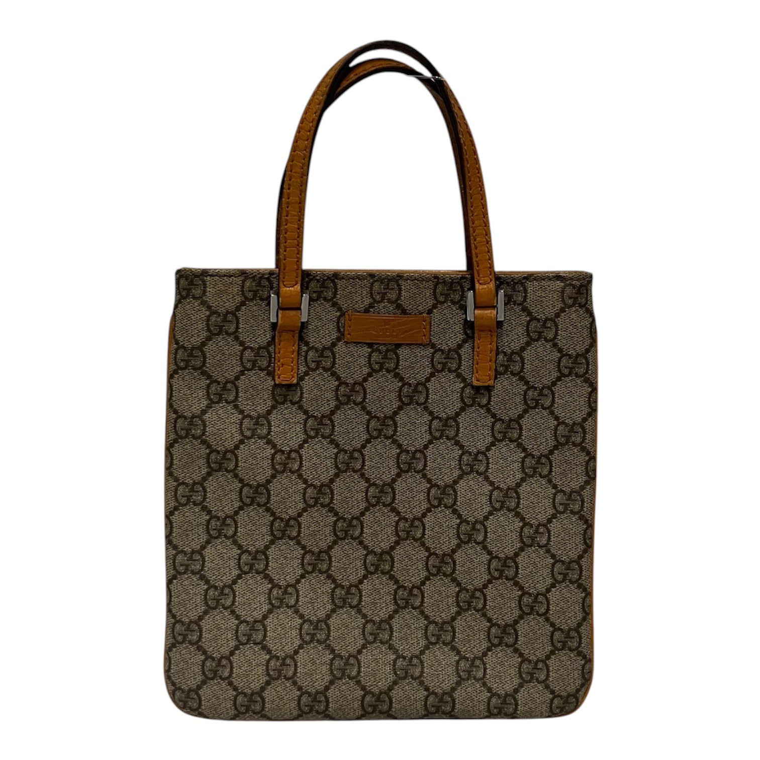 GUCCI/Hand Bag/Monogram/Leather/KHK/mini vertical tote view 1
