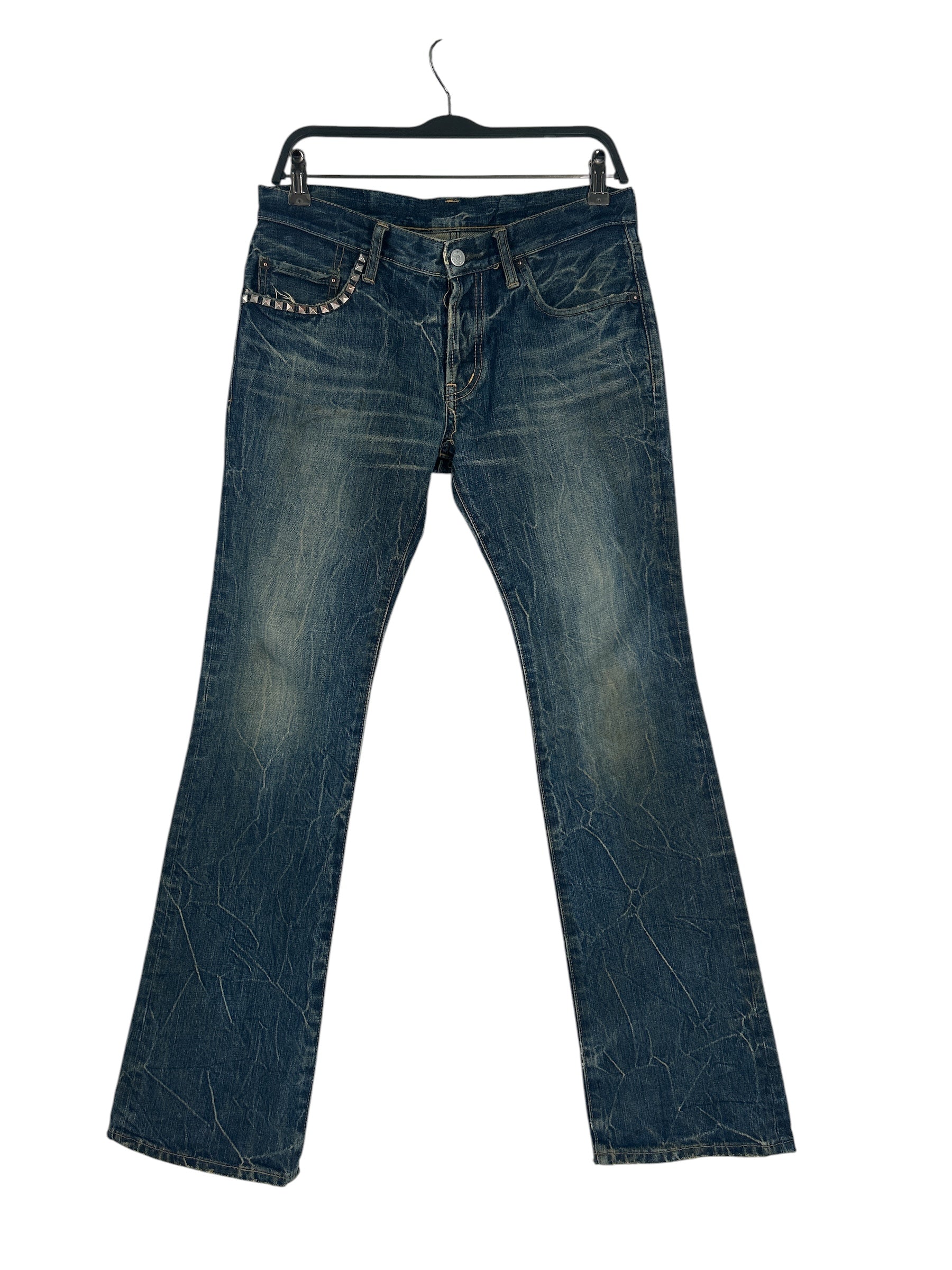 HYSTERIC GLAMOUR/Bootcut Pants/Denim/IDG/Button Fly/STUDDED POCKRET WRITING BACK view 1