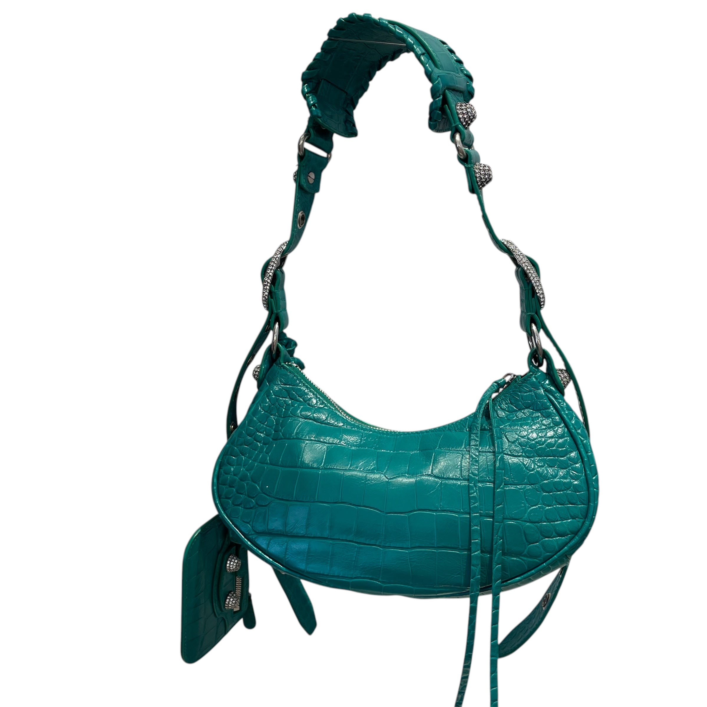 BALENCIAGA/Cross Body Bag/Leather/GRN/croc. embossed le cagole view 2