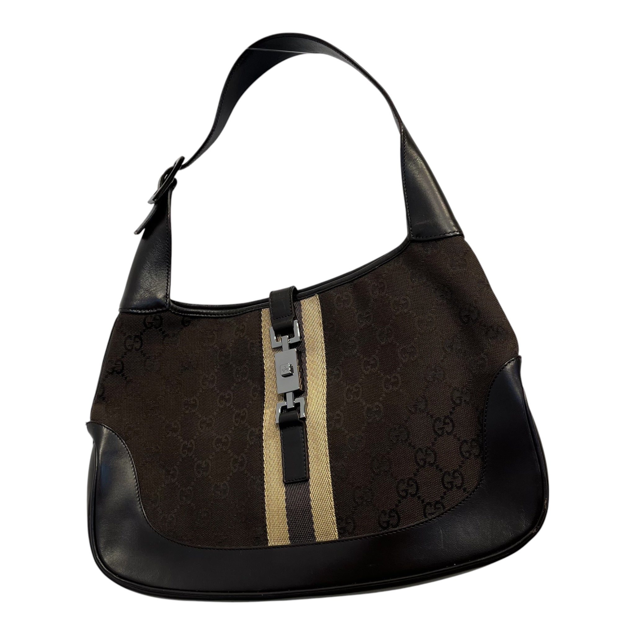 GUCCI/Hand Bag/Cotton/BRW/gucci brown gg canvas jackie view 1