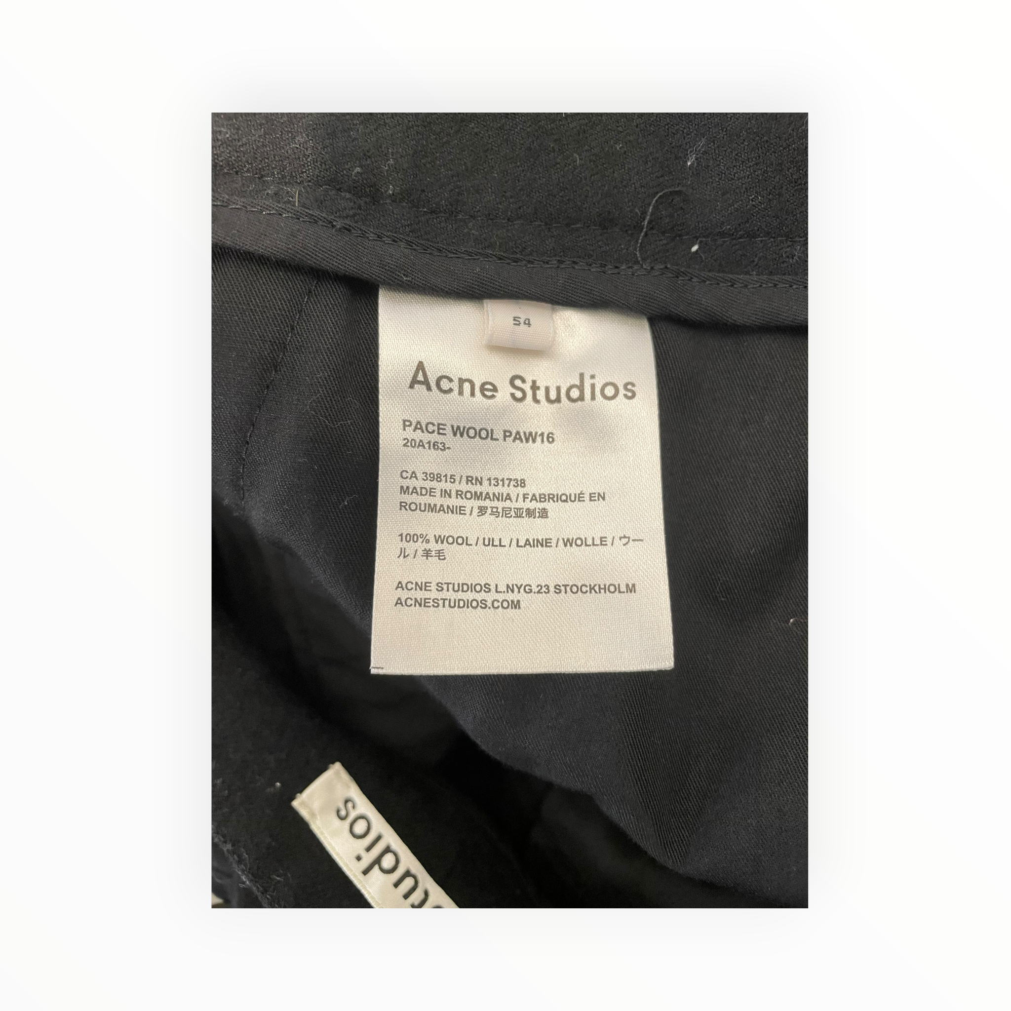 Acne Studios/Straight Pants/54/Wool/BLK/pace wool paw16 view 4