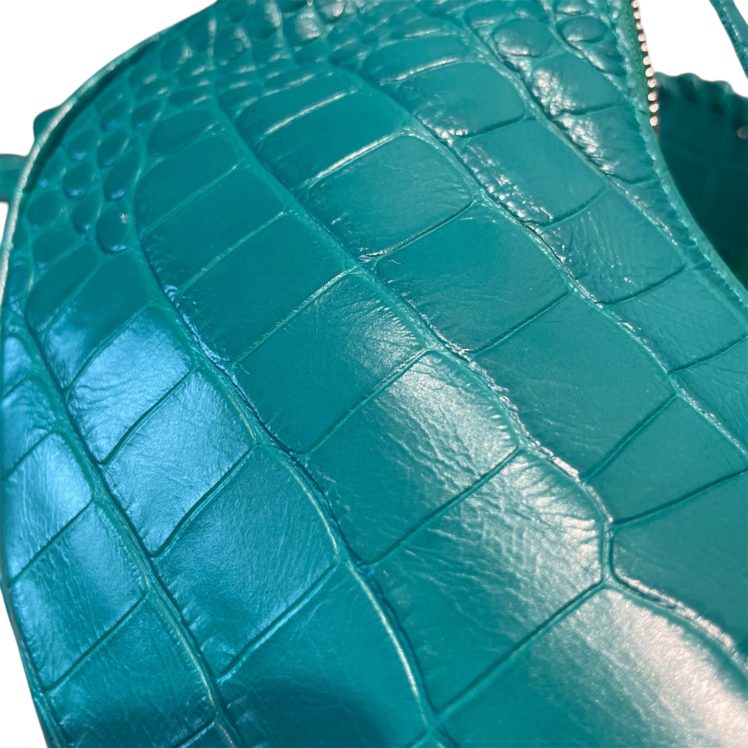 BALENCIAGA/Cross Body Bag/Leather/GRN/croc. embossed le cagole view 4