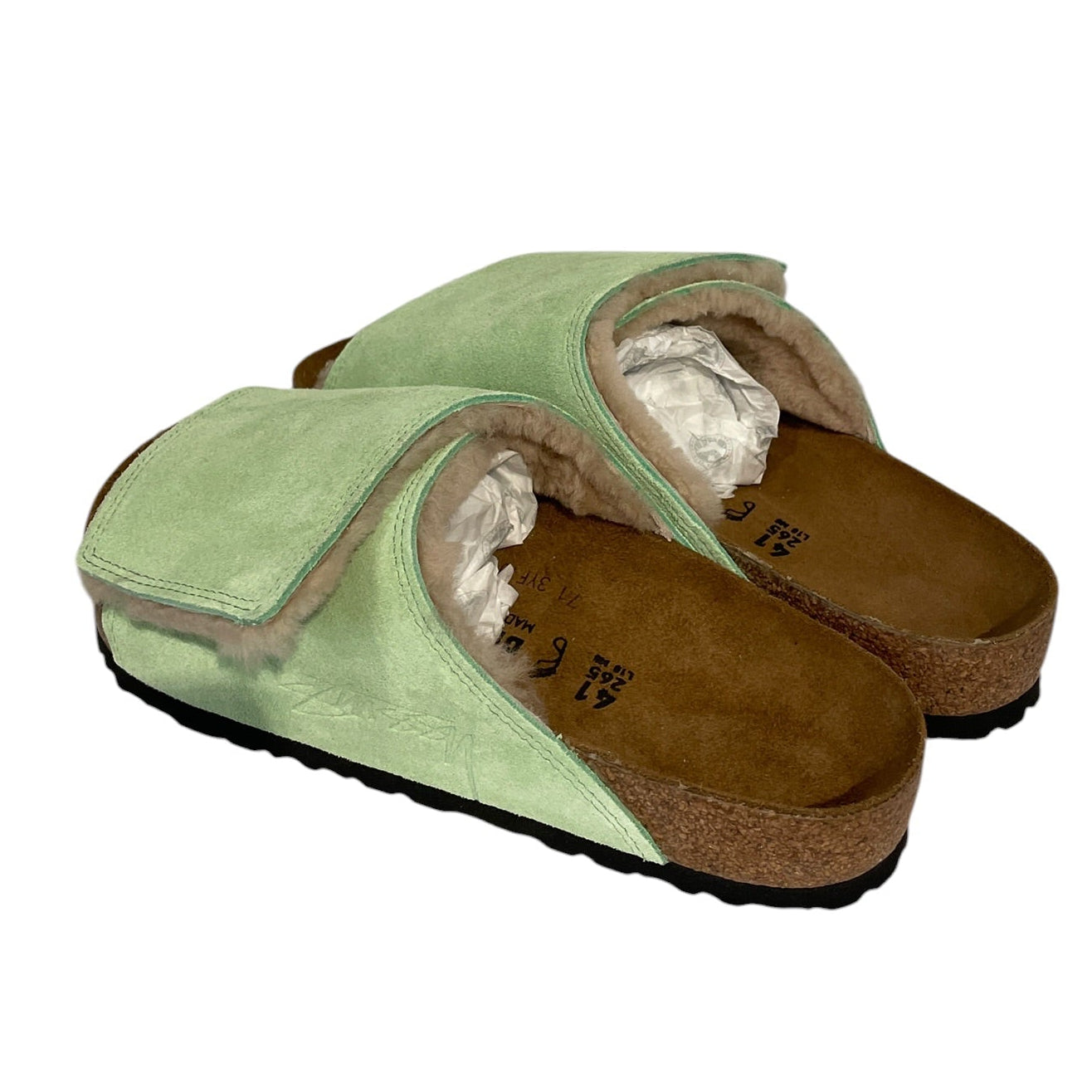 BIRKENSTOCK/STUSSY/Sandals/US 10/Suede/GRN/fur lined, open toe view 2