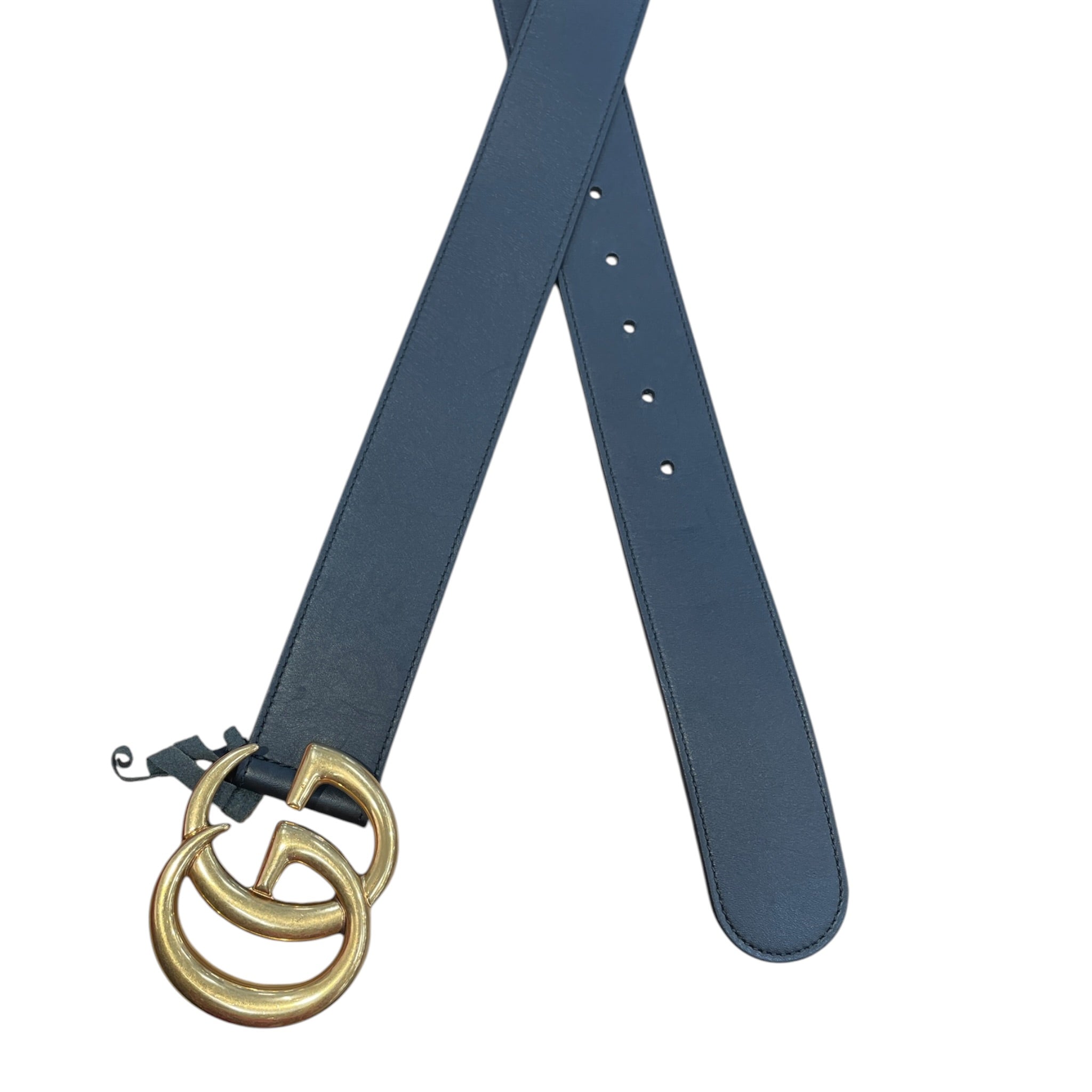 GUCCI/Belt/Leather/BLK/Entrupy: DVYQDM2, Marmont GG view 2