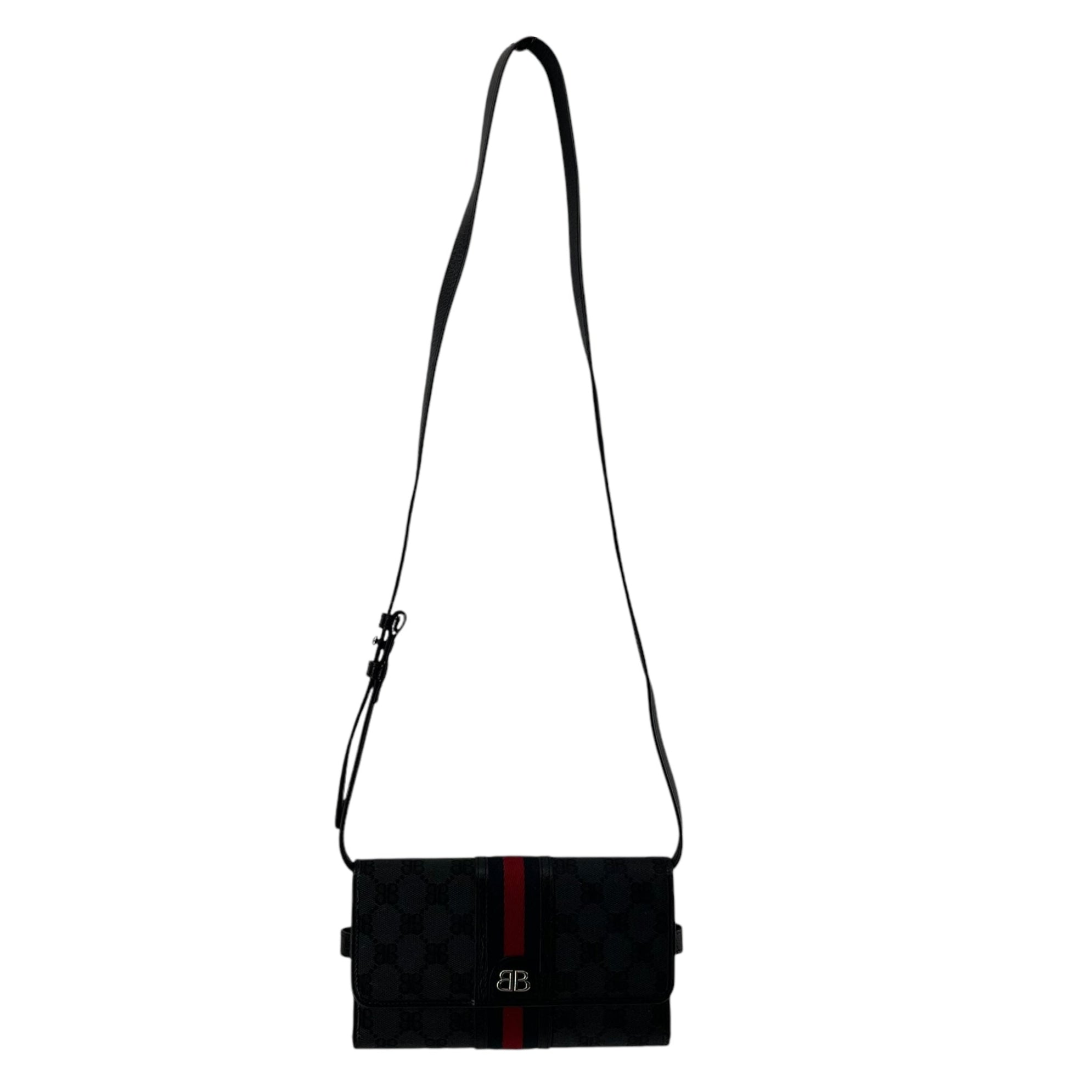 BALENCIAGA/GUCCI/Cross Body Bag/Monogram/Leather/BLK/GUCCI LOGO view 1