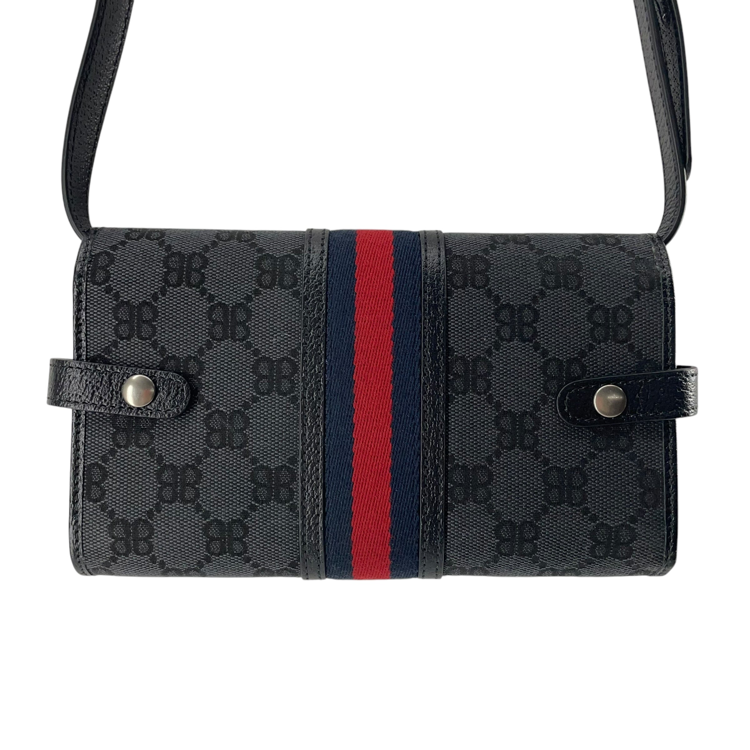 BALENCIAGA/GUCCI/Cross Body Bag/Monogram/Leather/BLK/GUCCI LOGO view 4