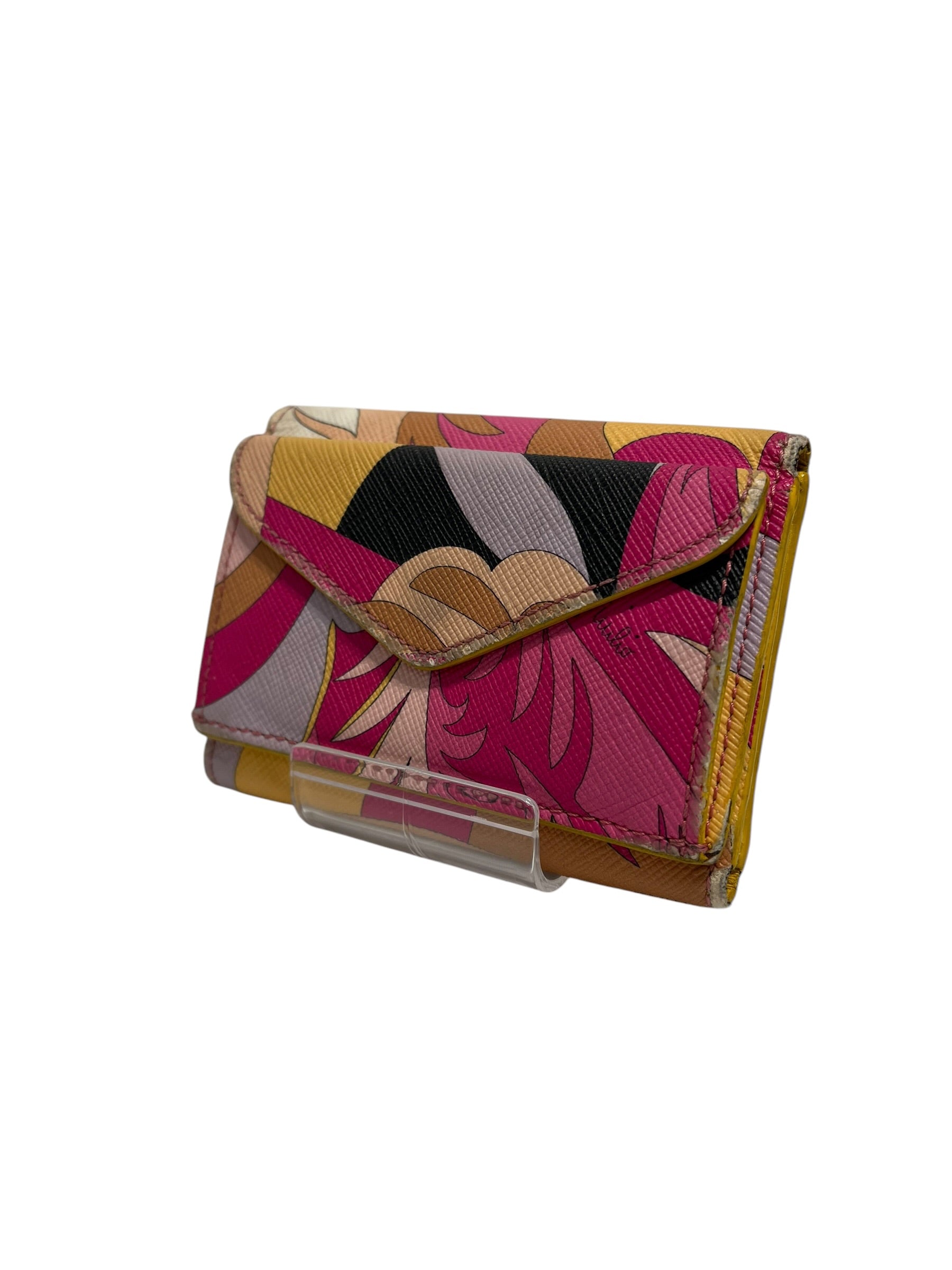 EMILIO PUCCI/Wallet/All Over Print/Leather/YEL/front envelope pocket view 1