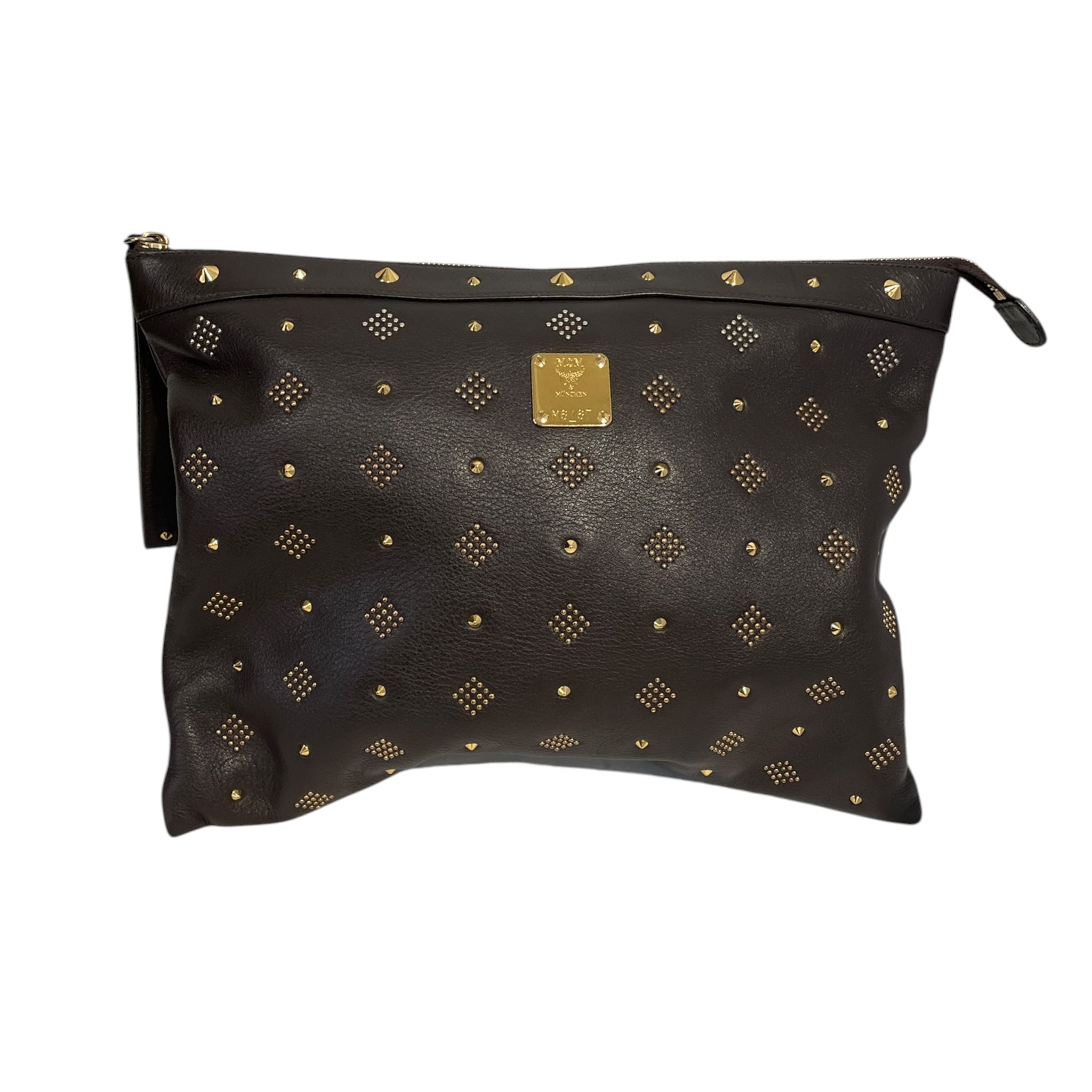 MCM/Pouch/Graphic/Leather/BLK/GOLD STUDS + METAL DOTS view 1