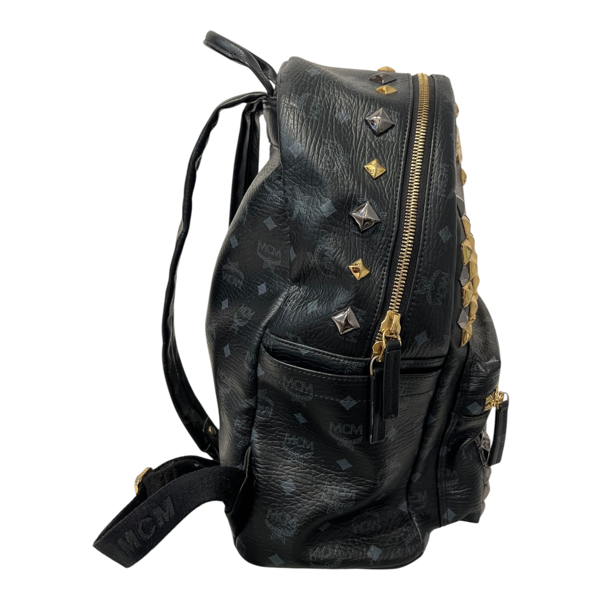 MCM/Backpack/Monogram/Leather/BLK/Y2819 stark studded backpack view 3