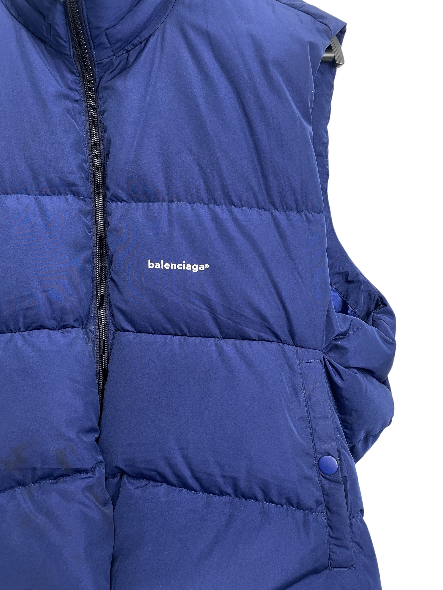 BALENCIAGA/Puffer Vest/44/Nylon/NVY/oneballzipper lowercaselogo view 2