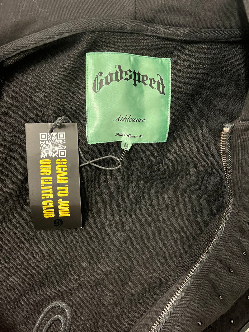 GODSPEED NEW YORK/Hoodie/M/Cotton/BLK/BEDAZZLED HOODIE