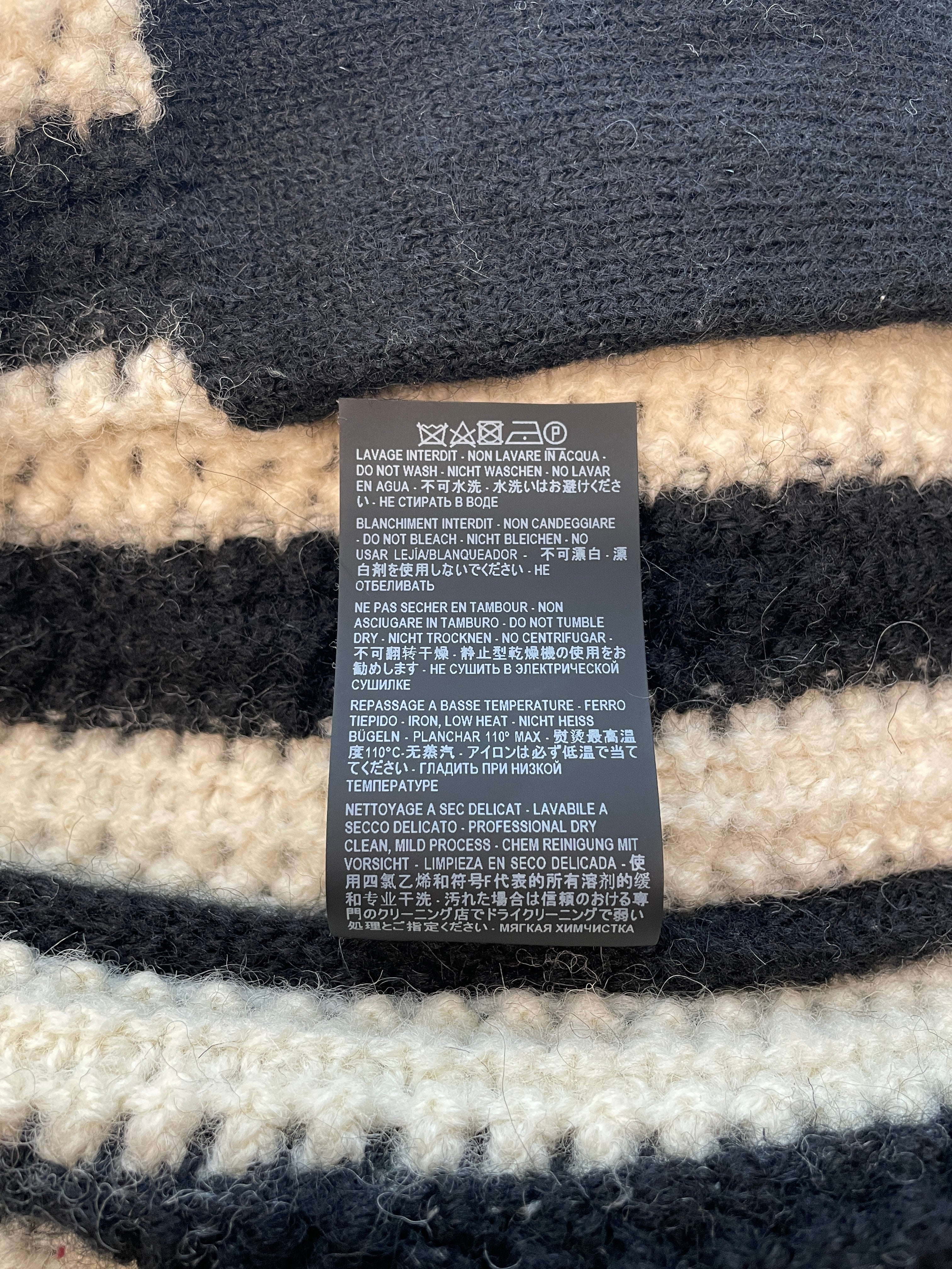 SAINT LAURENT/Hoodie/L/Stripe/Wool/BLK/2019 OPEN FRONT KNIT HOODIE view 6