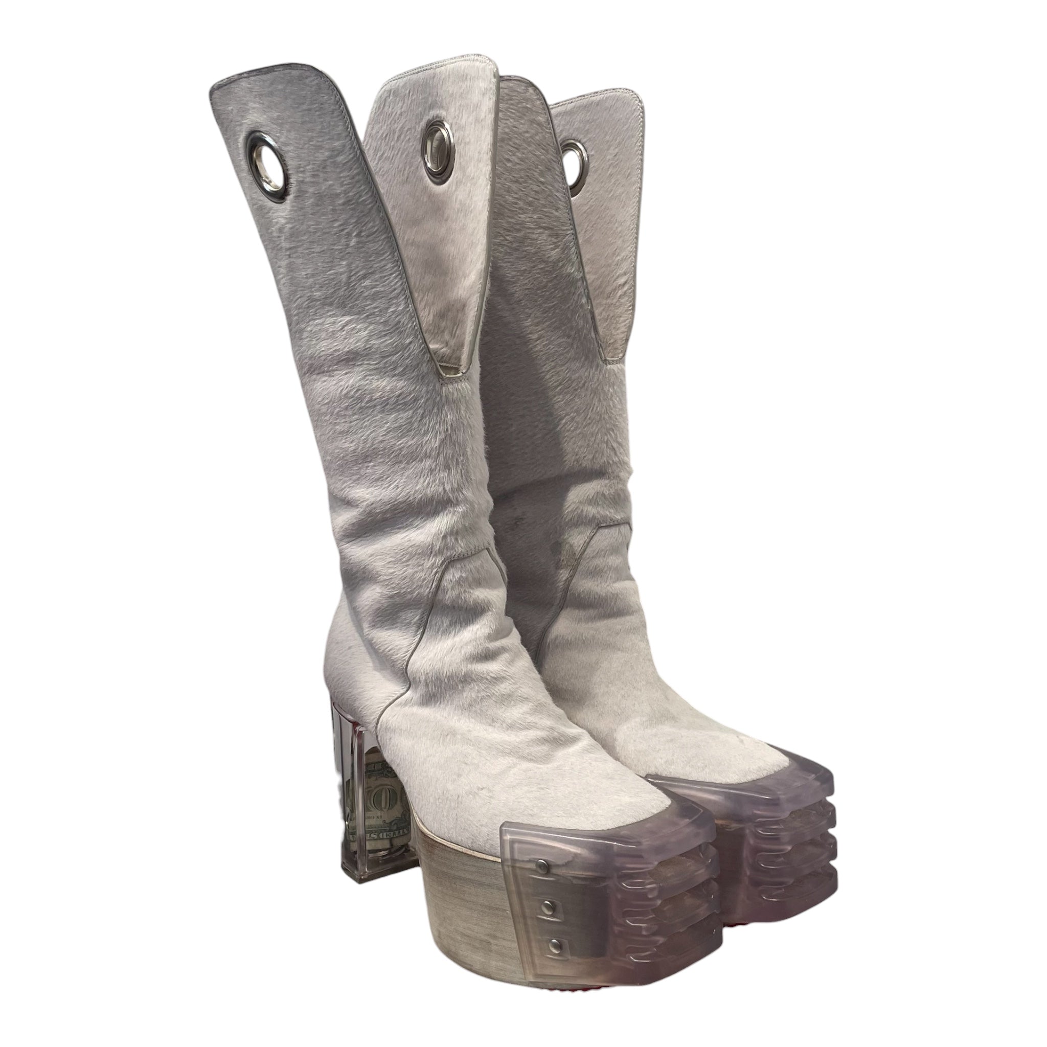 Rick Owens/Boots/EU 41/Fur/WHT/KOWBOY GRILL HEELED PONY HAIR view 1
