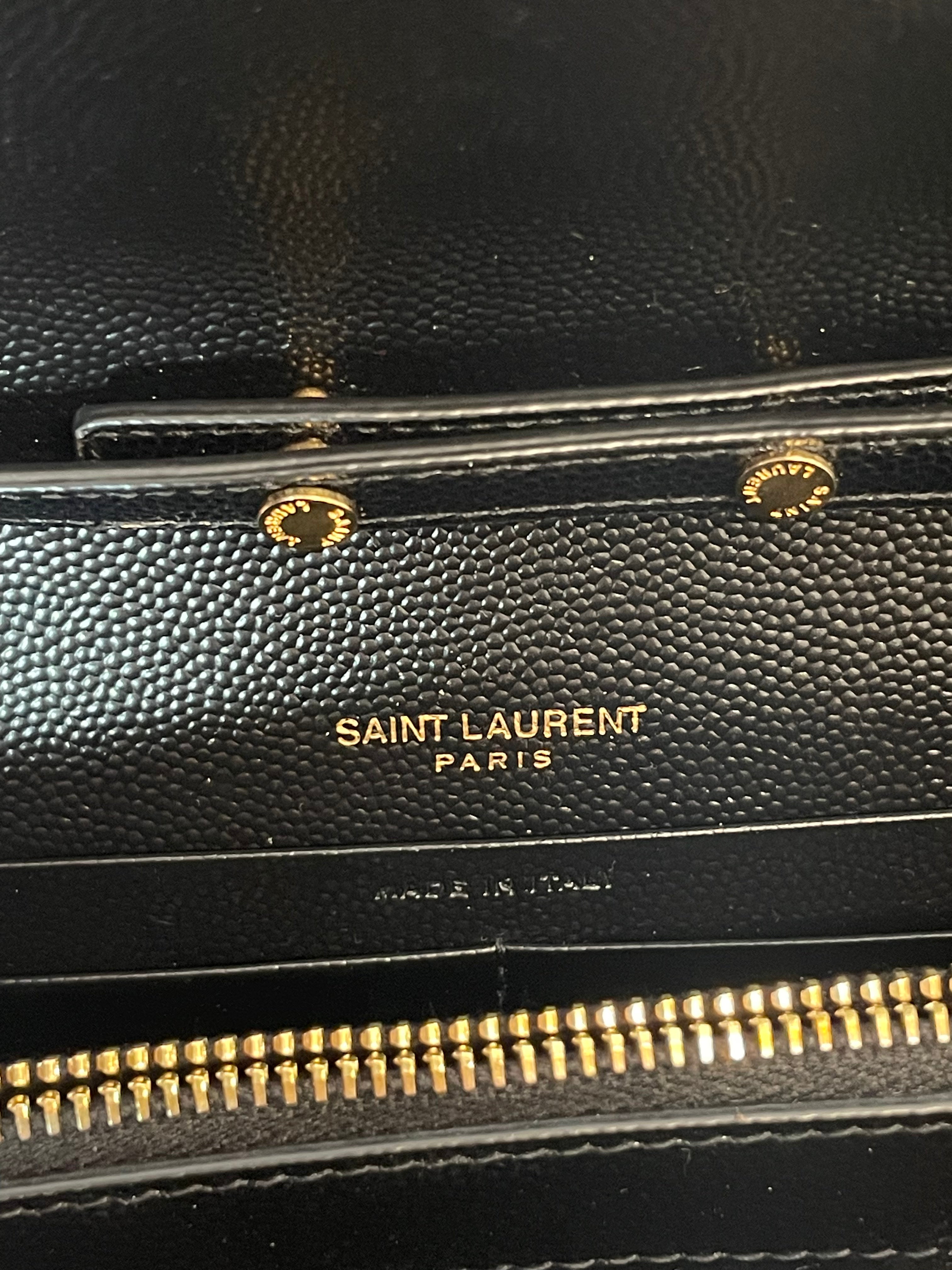 SAINT LAURENT/Cross Body Bag/Leather/BLK/ENVELOPE TRIQUILT YSL GOLD view 8