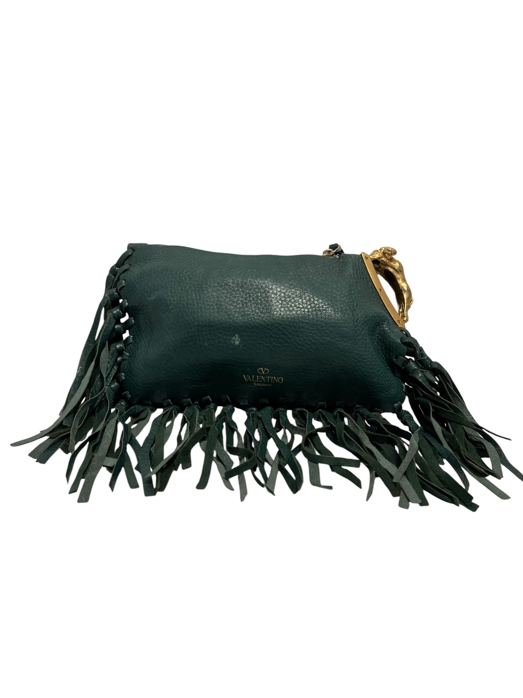 VALENTINO/Clutch Bag/Leather/GRN/Scaba Fringe Clutch view 1
