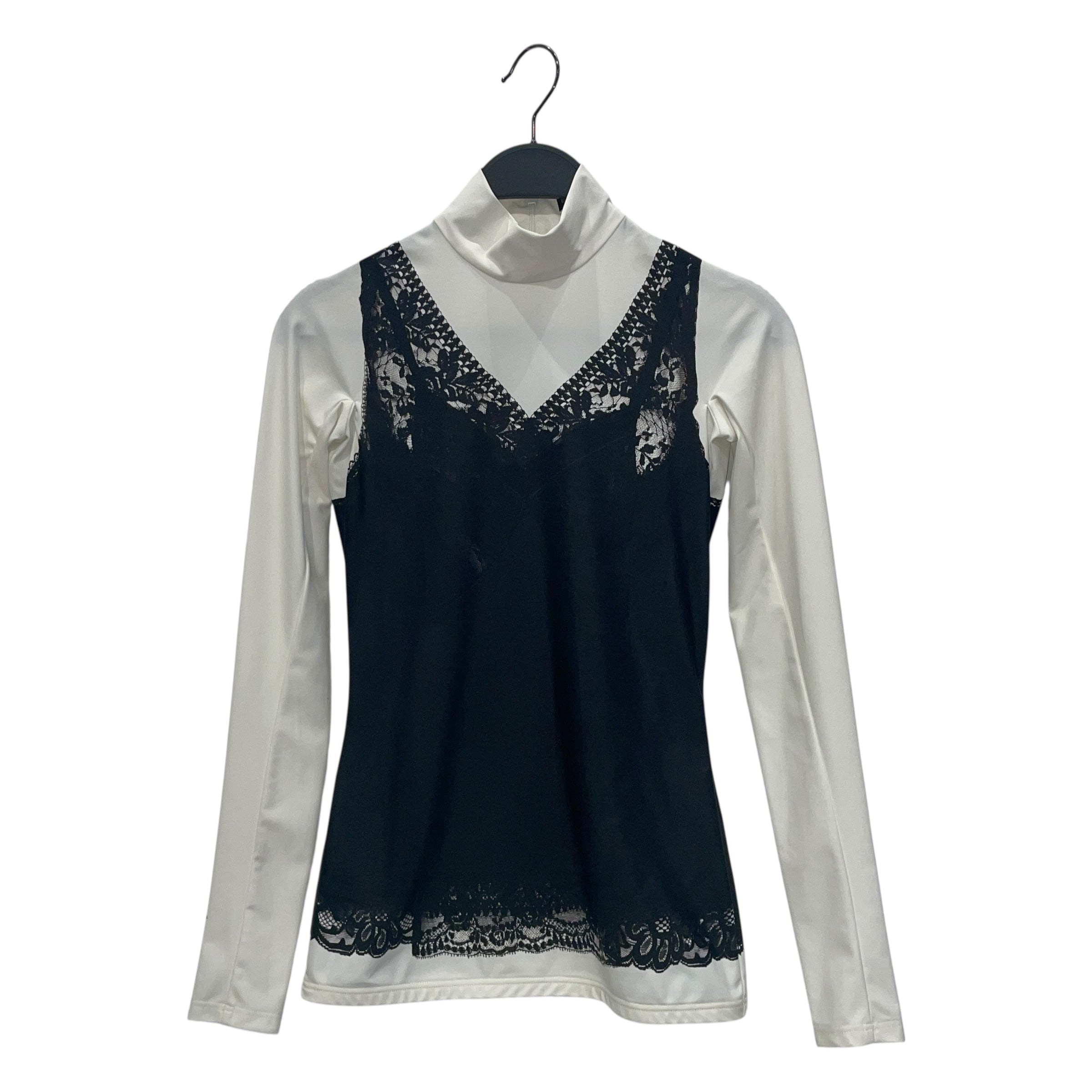 BALENCIAGA/Turtleneck Trompe L’oeil Lace Dress Print Long Sleeve Top/36 view 1
