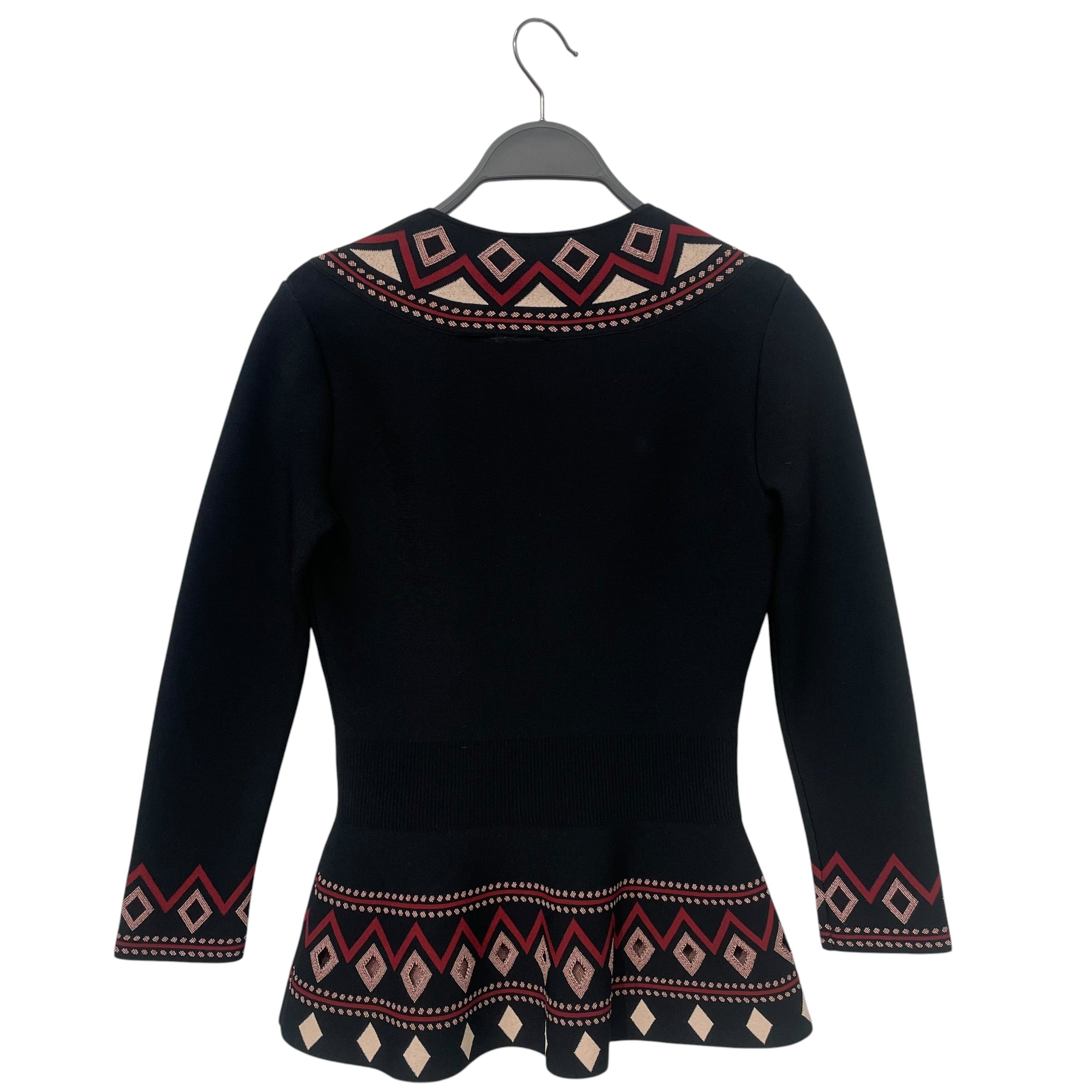 Alexander McQueen/Cardigan/XS/Border/Rayon/BLK/Red and Nude Borders view 2