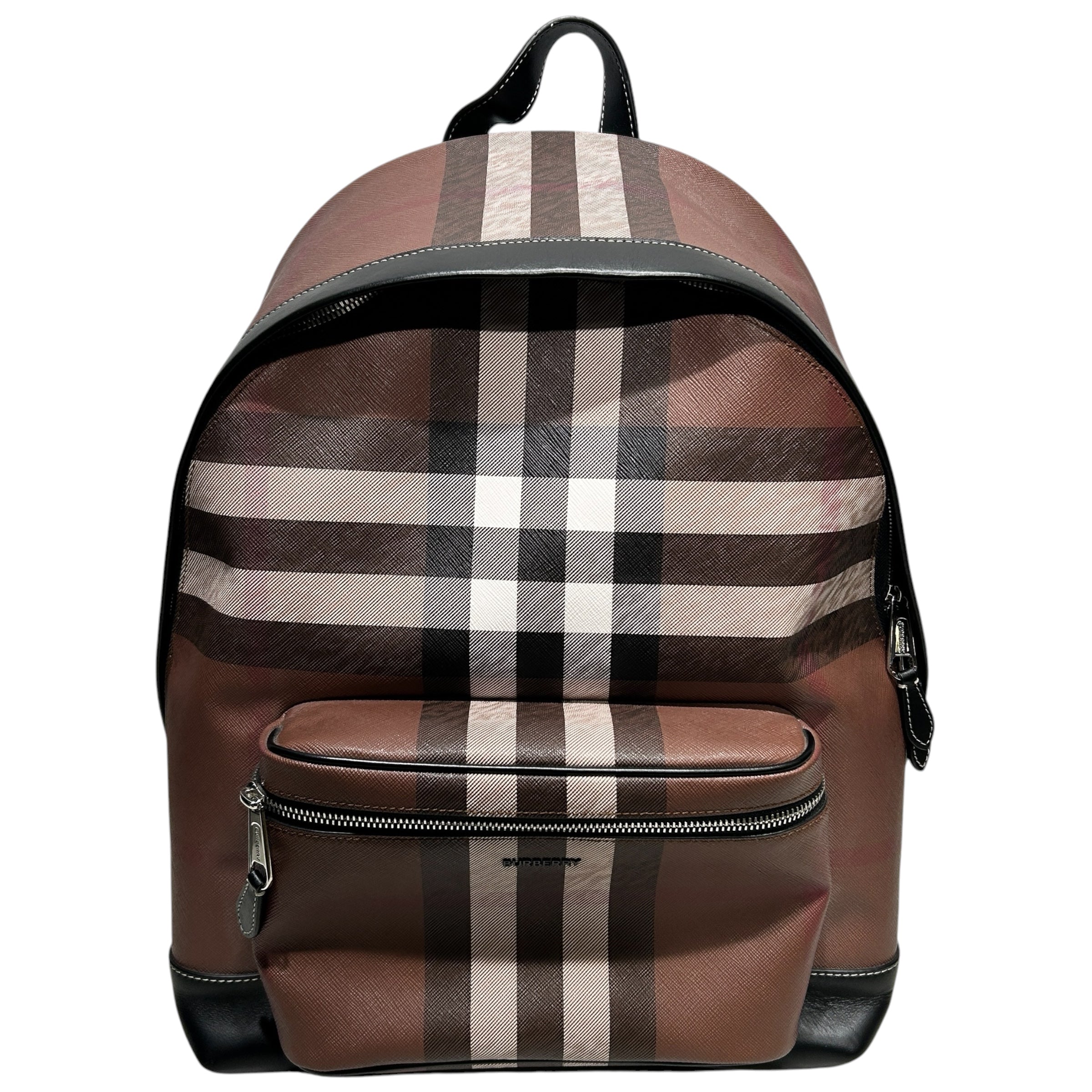 BURBERRY/Backpack/Plaid/Leather/BRW/CHECK LEATHER DARK BROWN