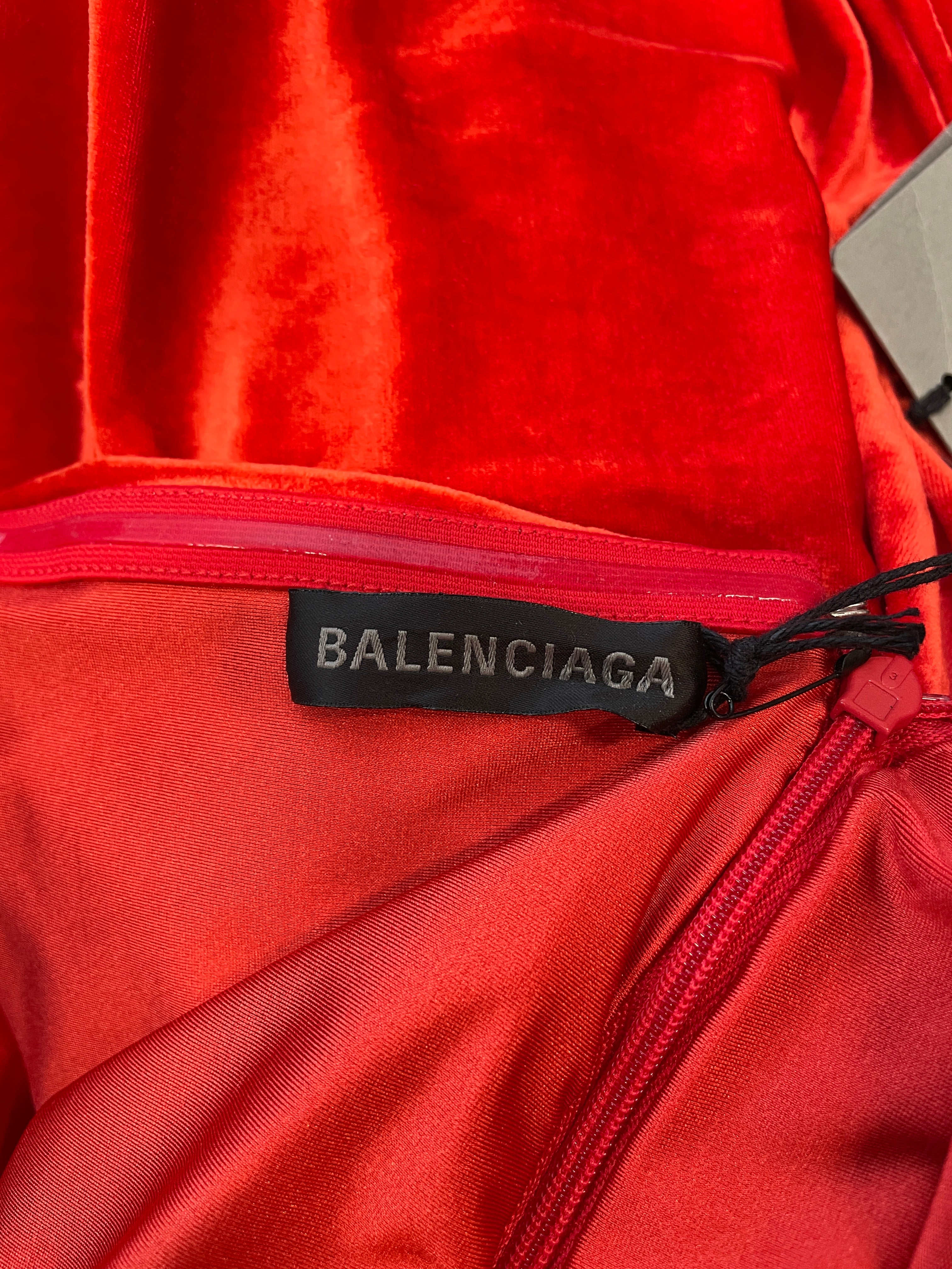 BALENCIAGA/Dress/36/RED/velvet gown view 4
