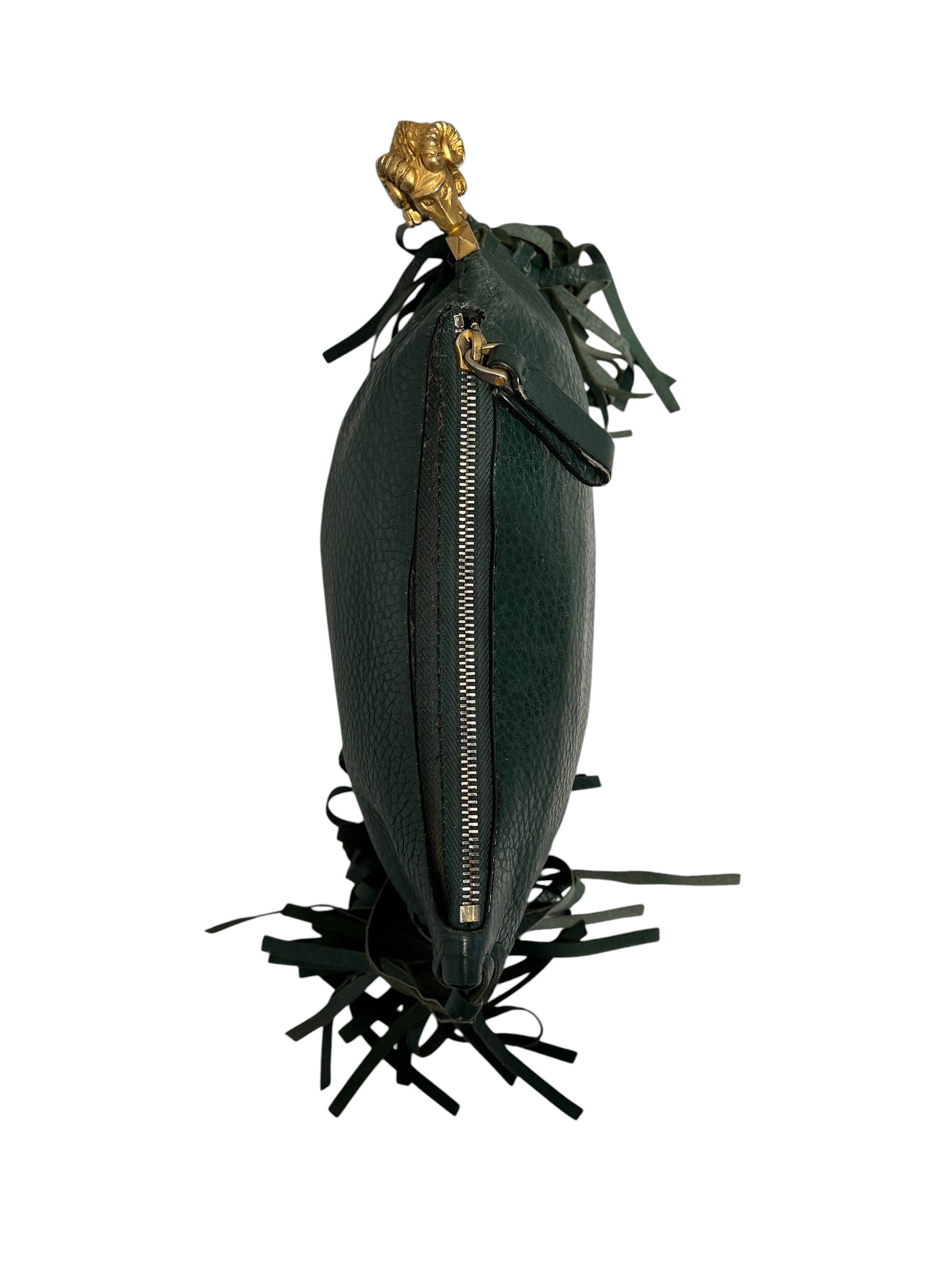 VALENTINO/Clutch Bag/Leather/GRN/Scaba Fringe Clutch view 3