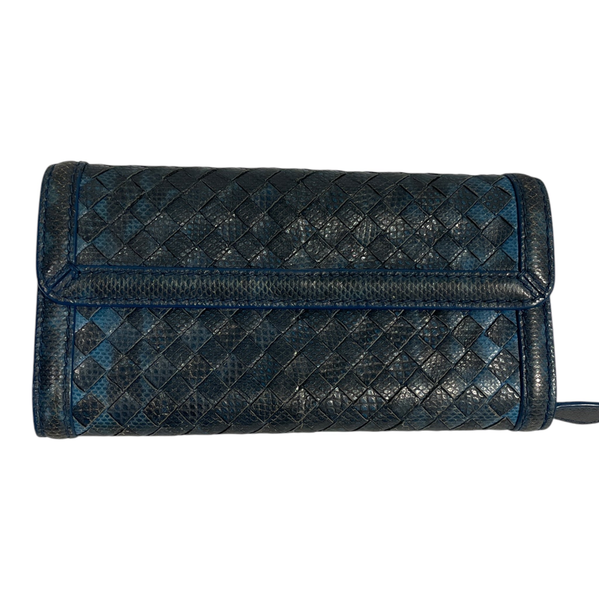 BOTTEGA VENETA/Long Wallet/Leather/BLU/L's/JH9DTKC, SNAKESKIN WEAVE view 1