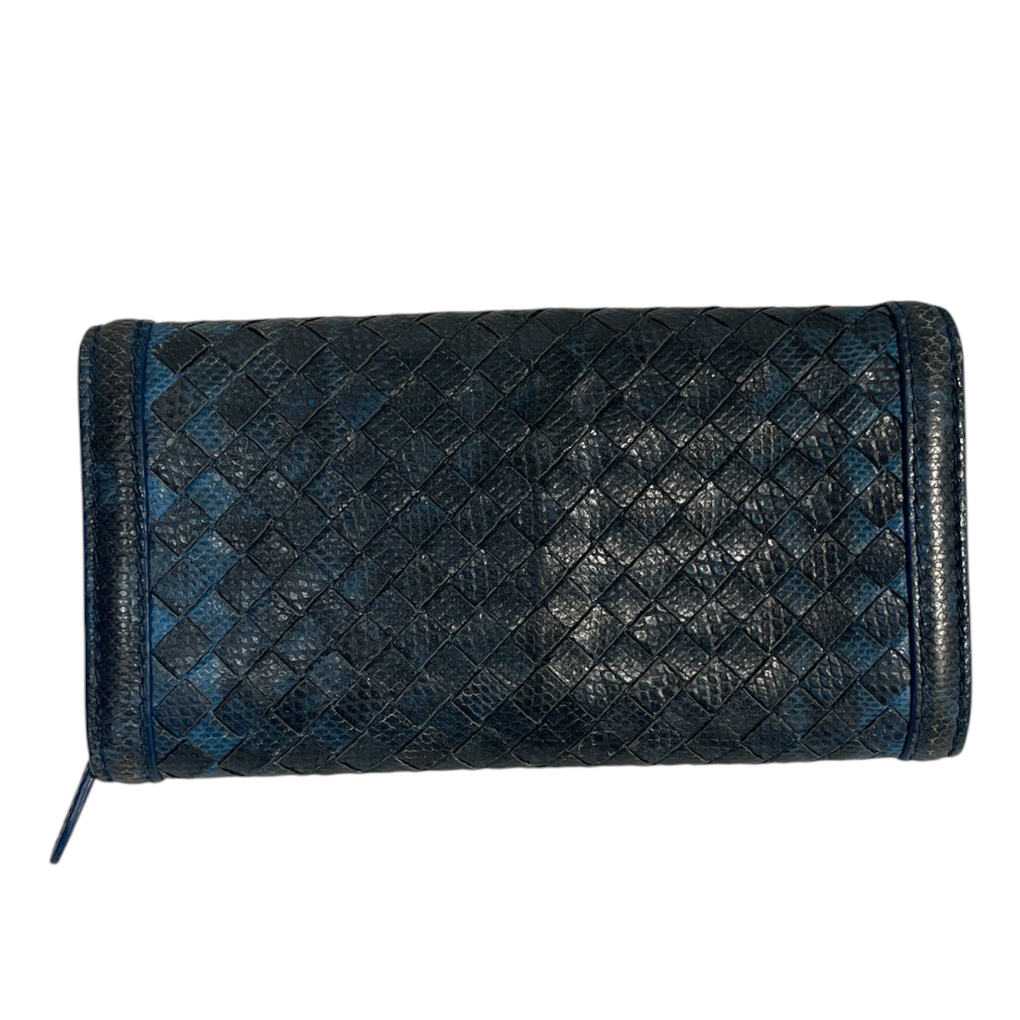 BOTTEGA VENETA/Long Wallet/Leather/BLU/L's/JH9DTKC, SNAKESKIN WEAVE view 2