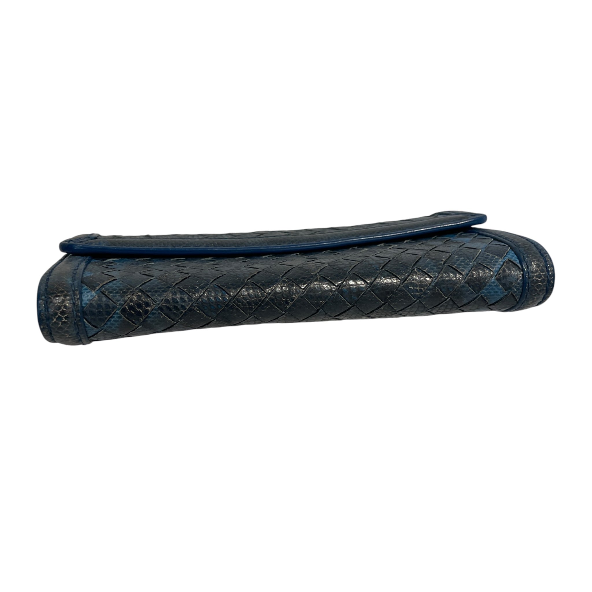 BOTTEGA VENETA/Long Wallet/Leather/BLU/L's/JH9DTKC, SNAKESKIN WEAVE view 3