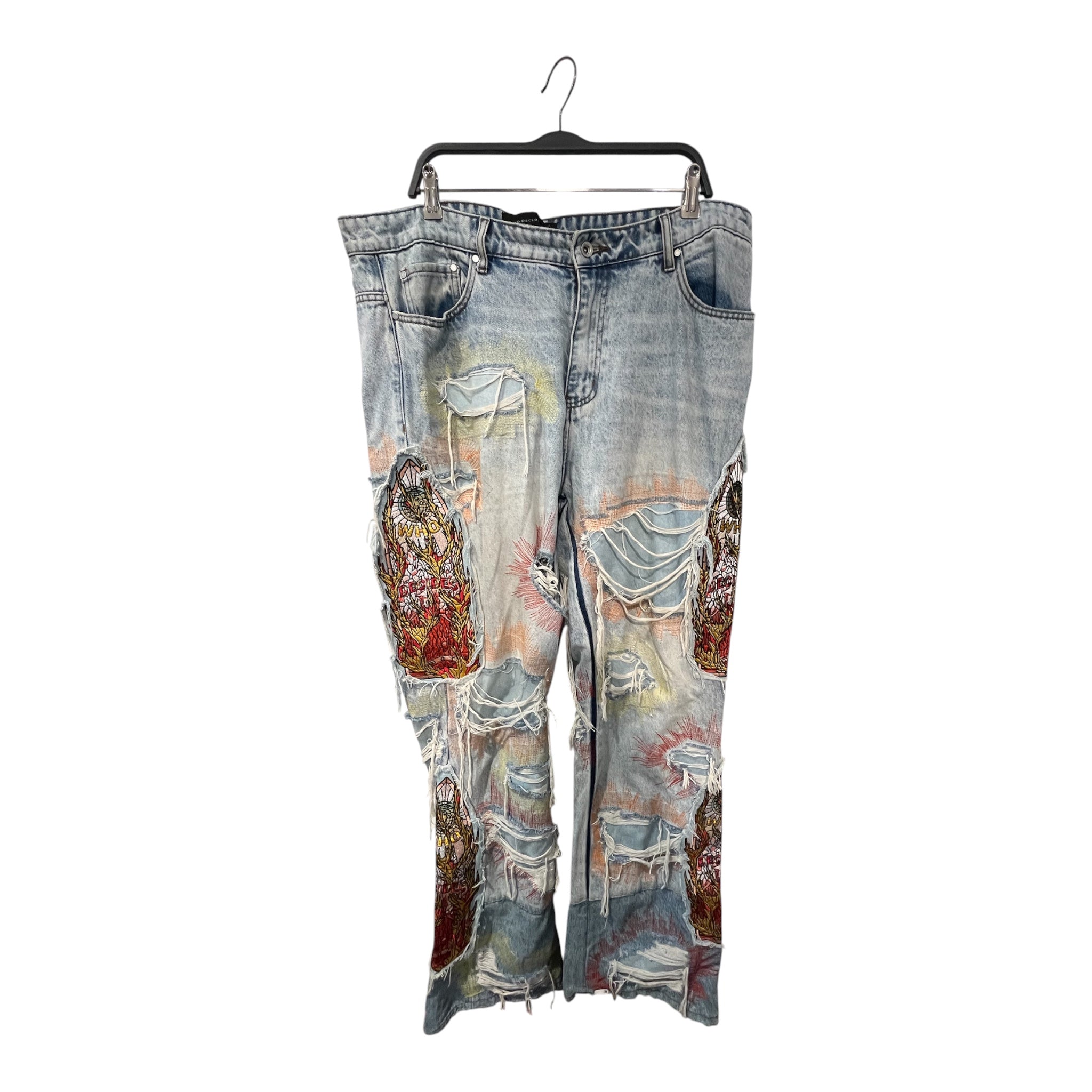 WHO DECIDES WAR/Pants/38/Denim/MLT/Graphic/ view 1