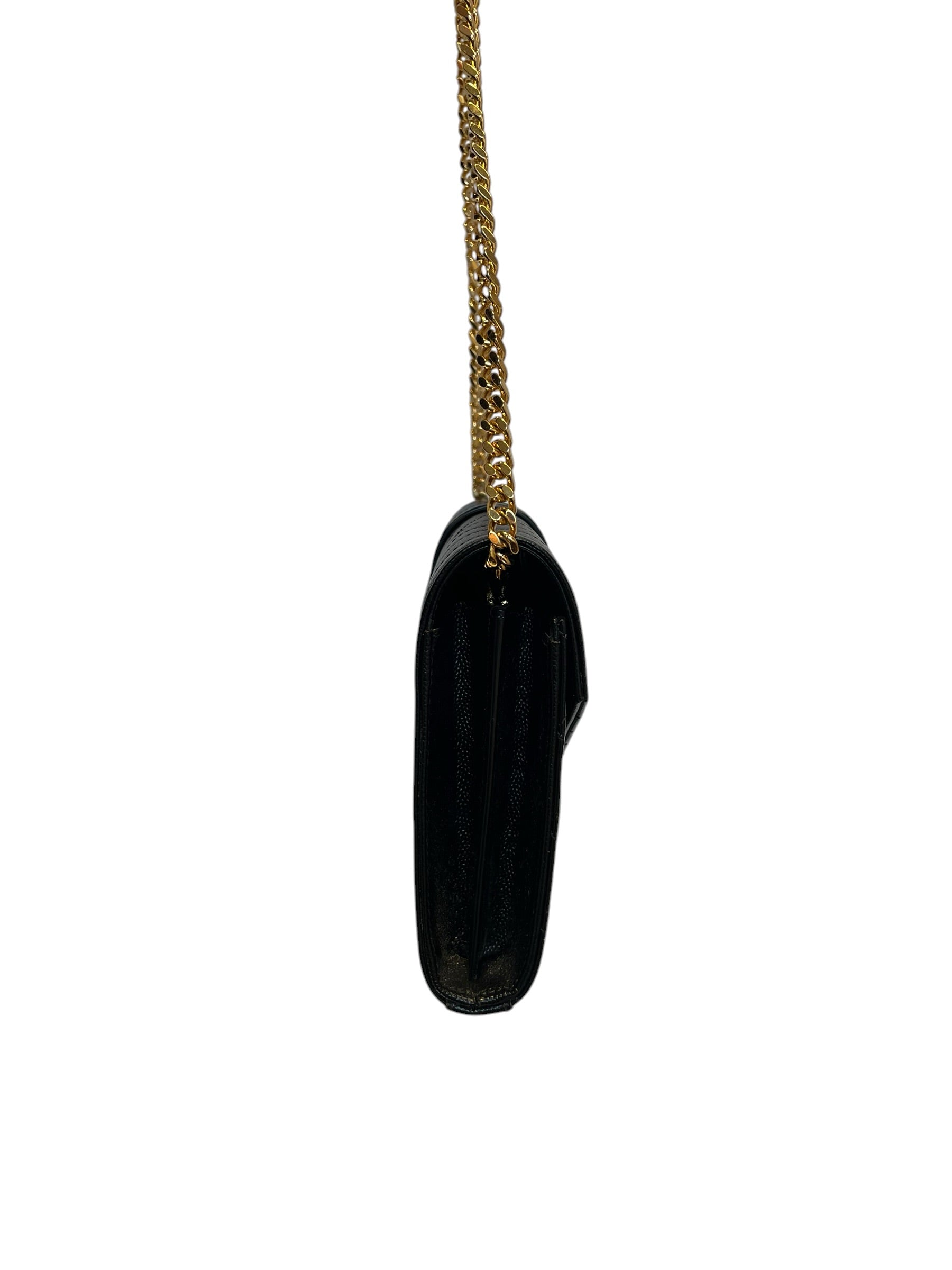 SAINT LAURENT/Cross Body Bag/Leather/BLK/ENVELOPE TRIQUILT YSL GOLD view 4