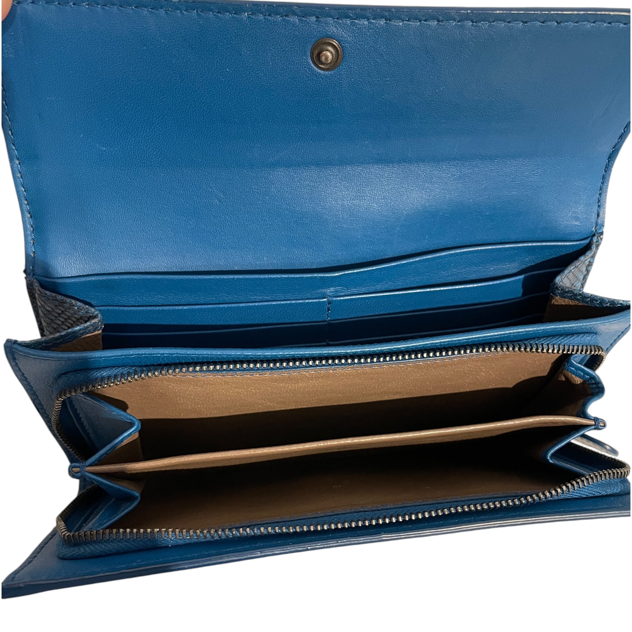 BOTTEGA VENETA/Long Wallet/Leather/BLU/L's/JH9DTKC, SNAKESKIN WEAVE view 4